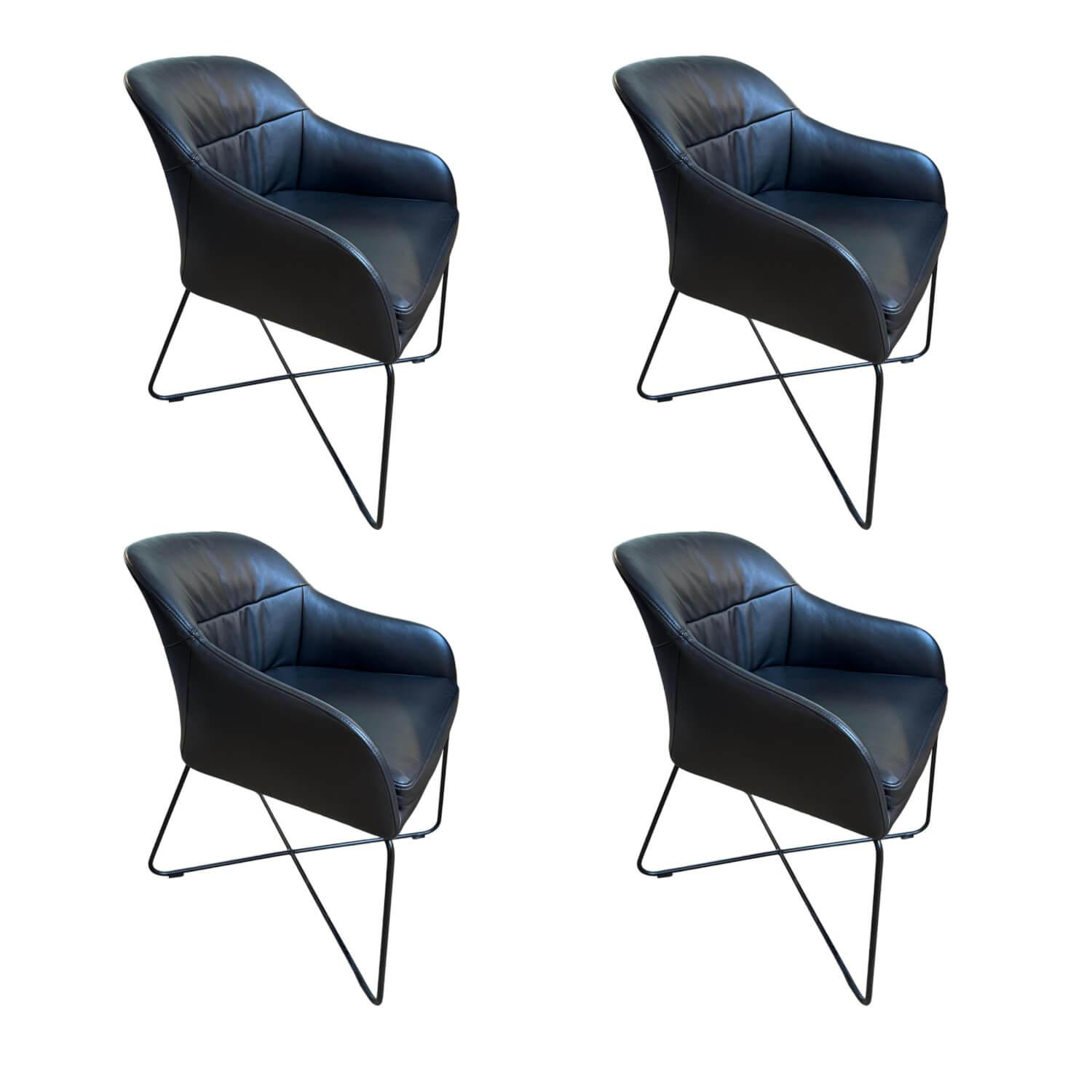 4er-Set Caspar Chair Leder Treviso Black Schwarz Gesell Schwarz