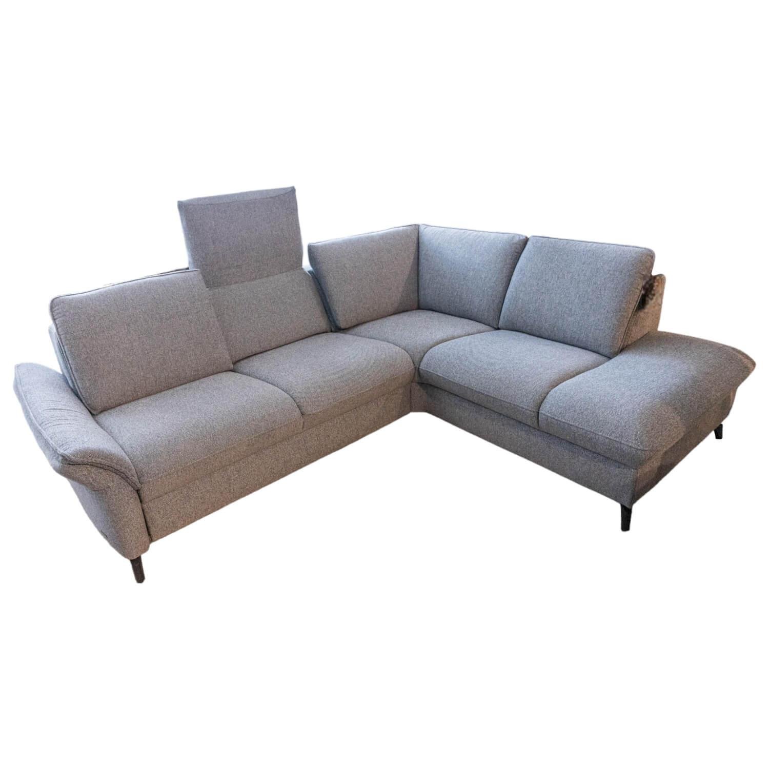 Ecksofa Spektra 1178 Bezug Stoff 24 Q2 Melang Mare Grau Metallfuß Anthrazit Pulv…