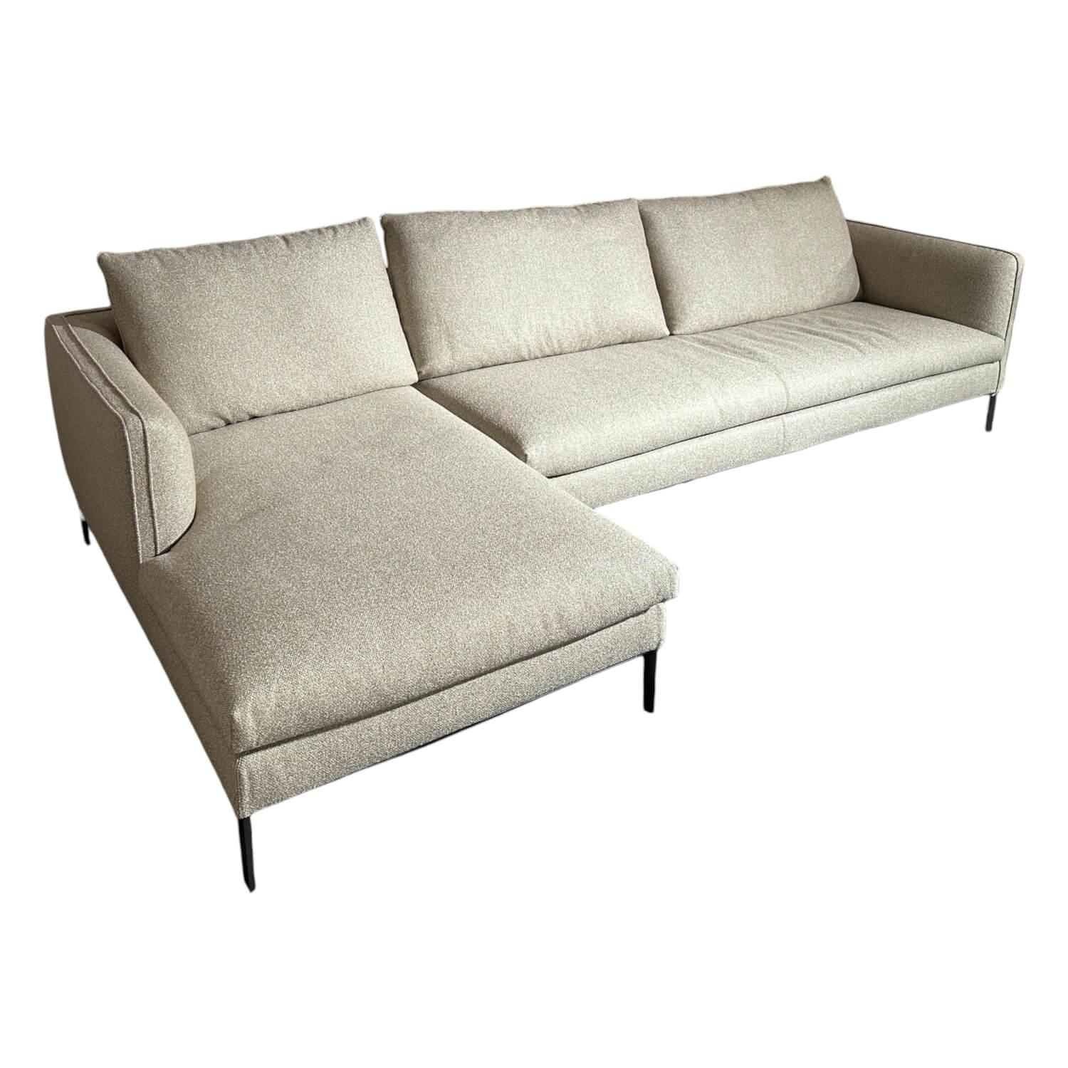 Ecksofa Paul Stoff KH520 Kiwi Grau Grün Gestell Zinnfarbig