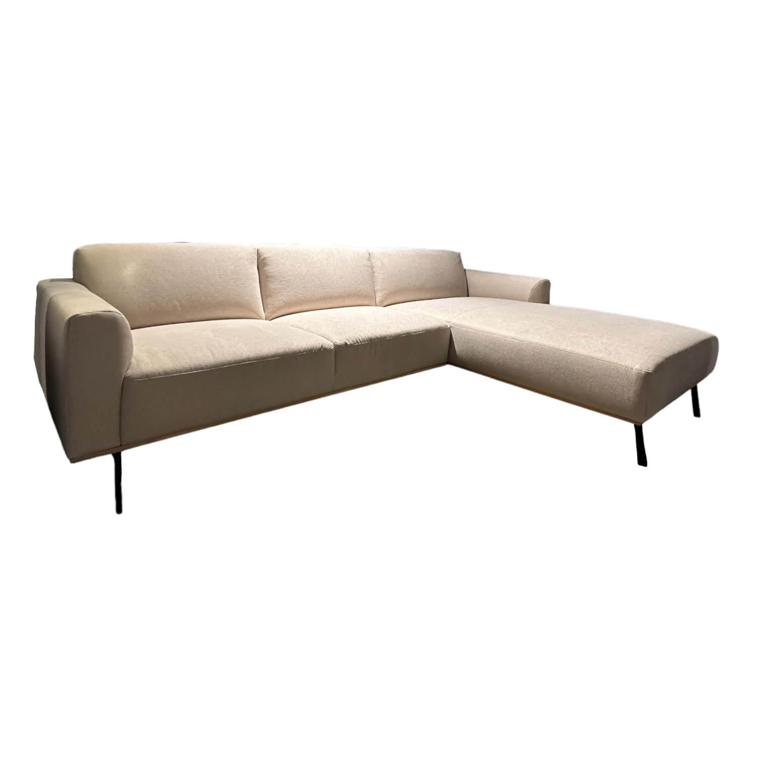 Ecksofa Michigan Bezug Stoff Free Nature Beige Metallfuß Schwarz Matt