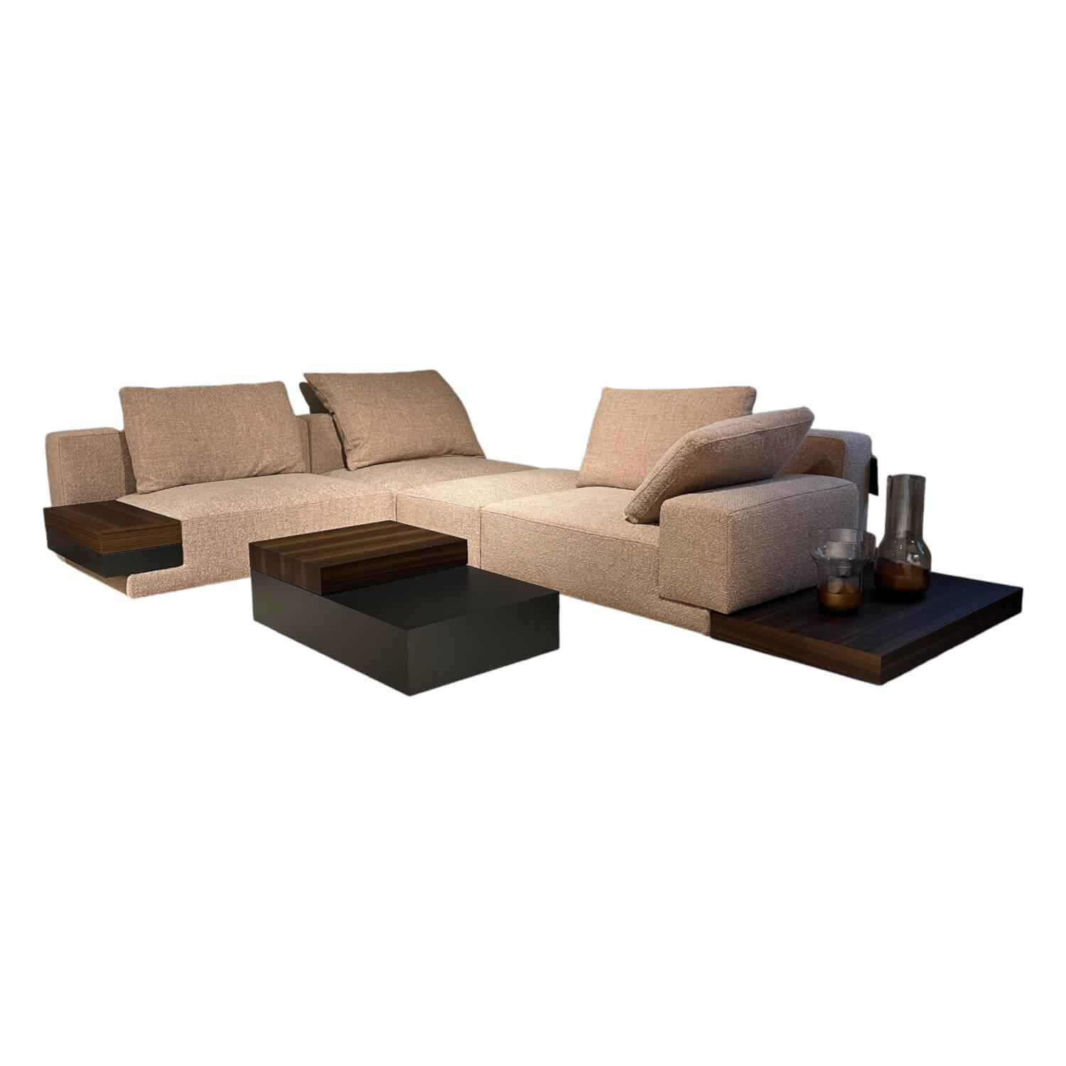 Ecksofa Marteen Stoff ZF673 Rosa Untergestell Zinn mit Couchtisch