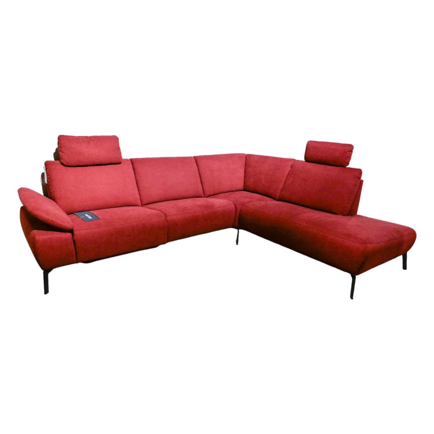 Ecksofa Ella 484034 250 Stoff Roxbury Bordeaux Rot Metallfuß 284 Schwarz Matt Mi…