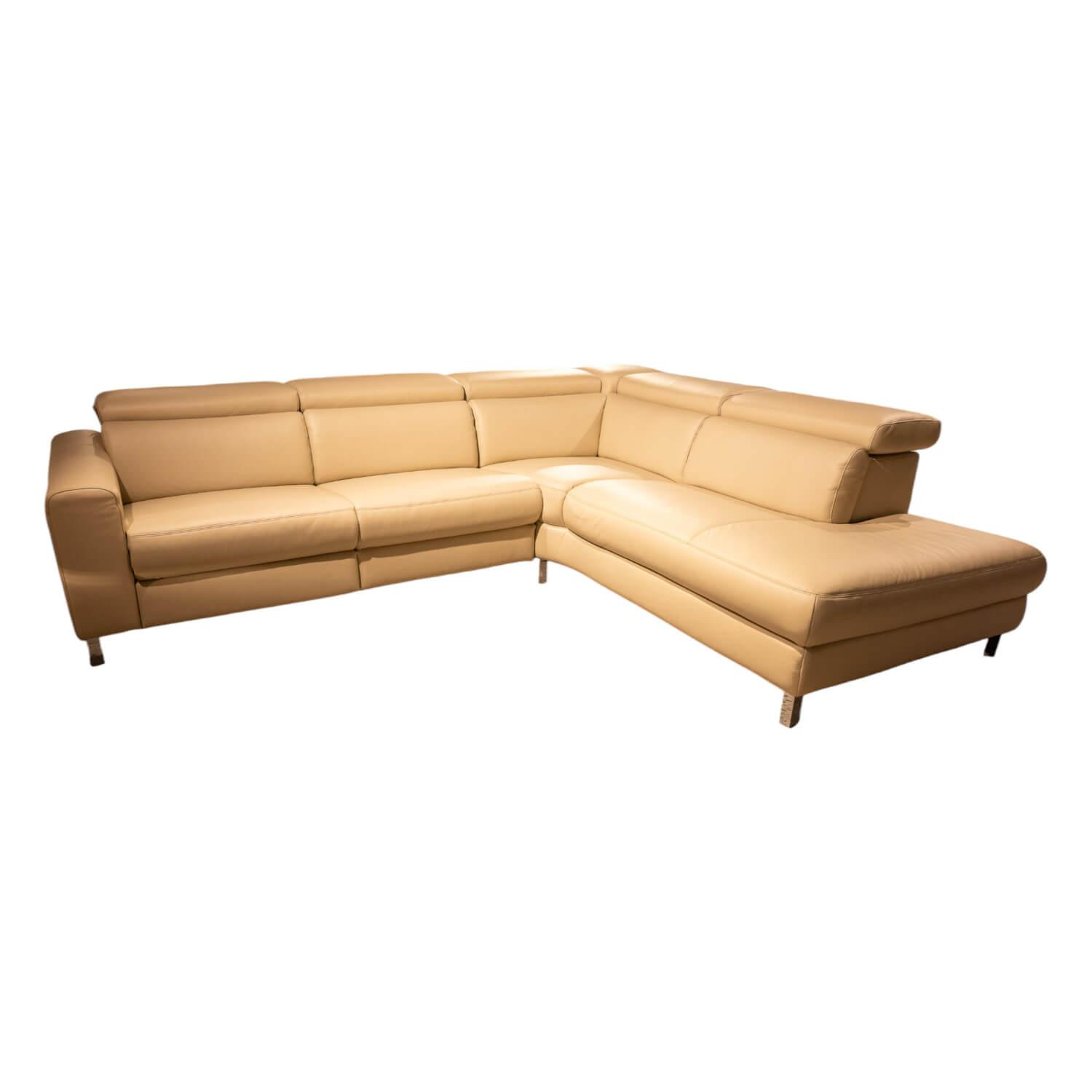 Ecksofa Sofakultur 248 Bezug Leder J Mercury Pearl Beige Fuß Metallwinkel 728 Ch…