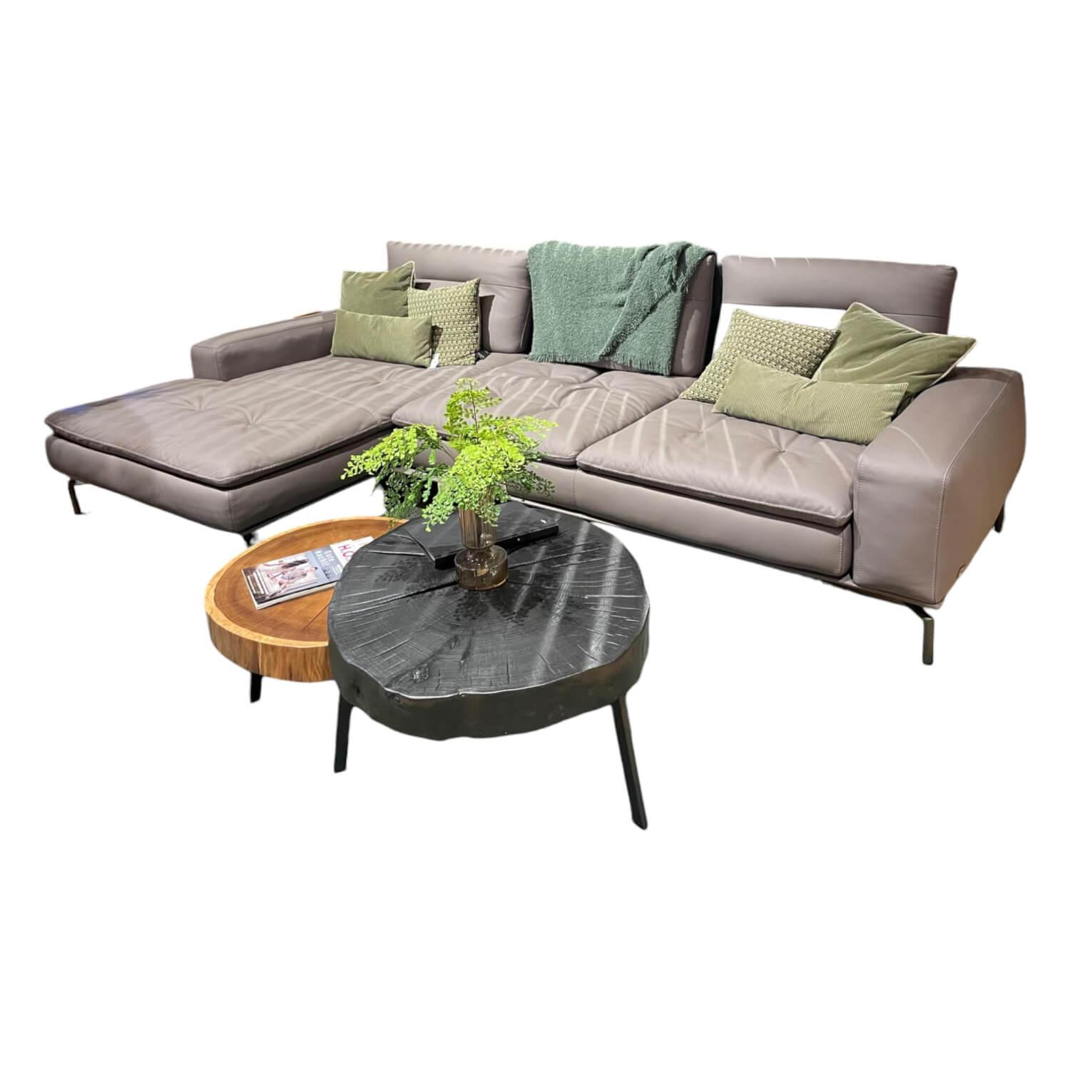 Ecksofa Carlton B Leder Windsor 12 Grigio Scruo Grau Füße Matt Anthrazit