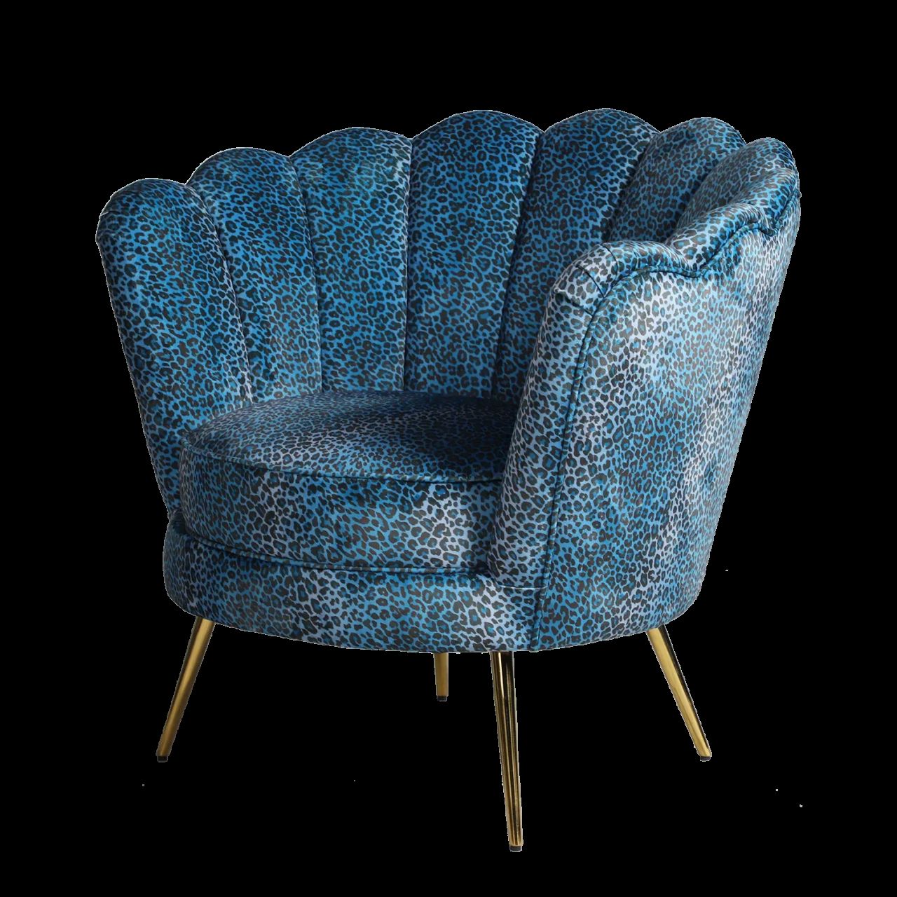 Fauteuil Ilda leopard blauw