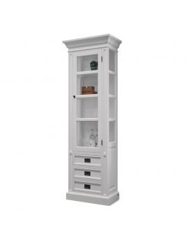 Cambridge Cabinet Vitrine 70x40x201cm CL-DR-017 Pine/MDF Shining White