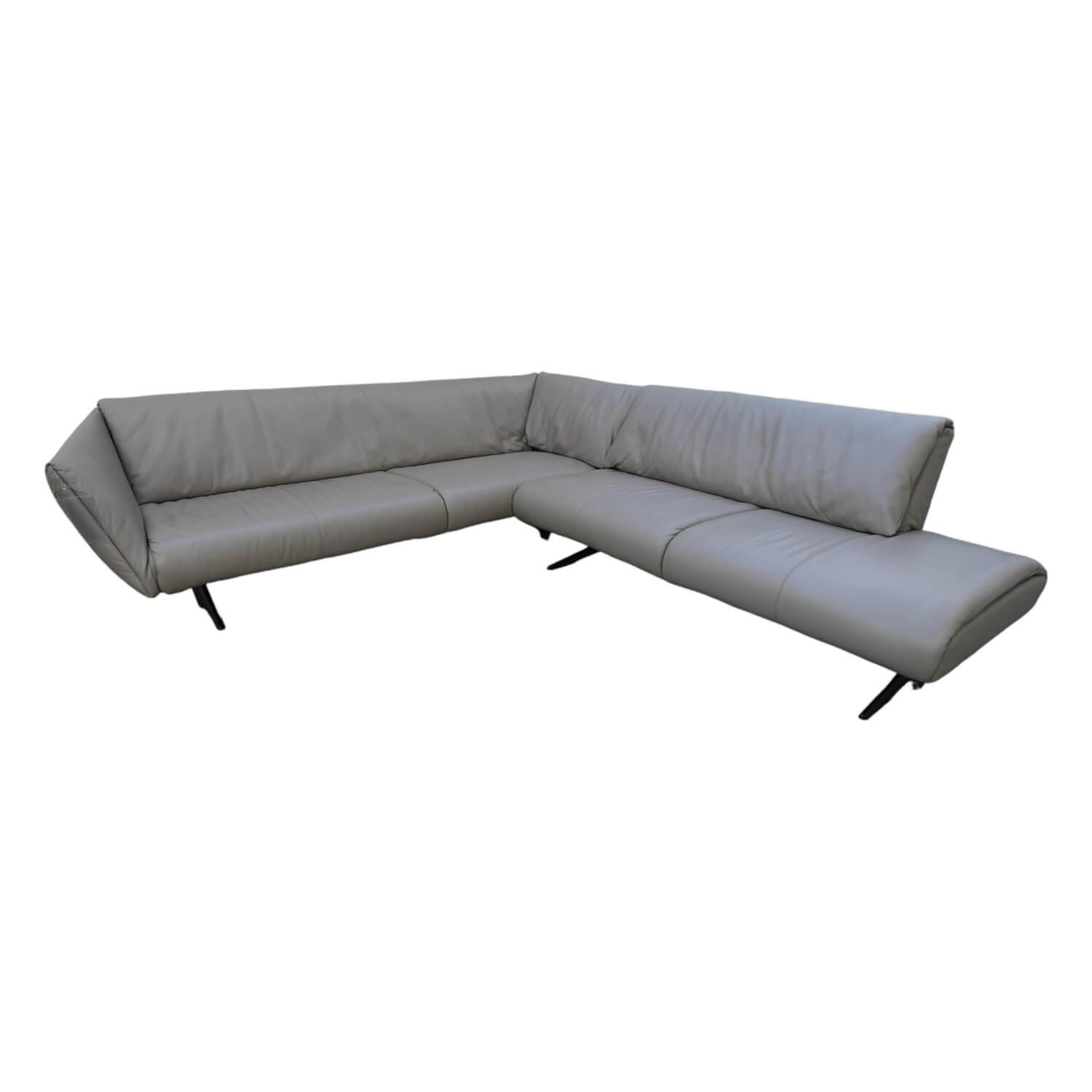 Ecksofa Bundle 630 Bezug Leder Rodeo Soft 1417 Pebble Beige Metallgestell Schwar…