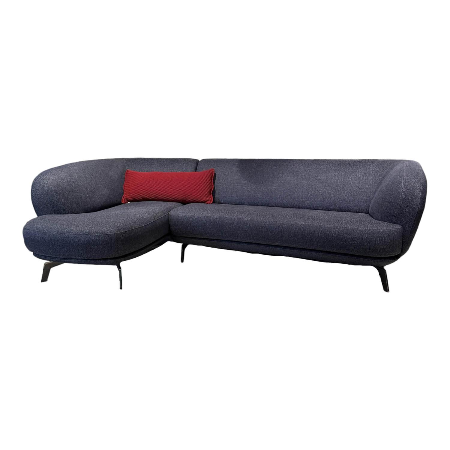 Ecksofa Flint Stoff Varese Bleu Grau Blau Füße Rauchchrom