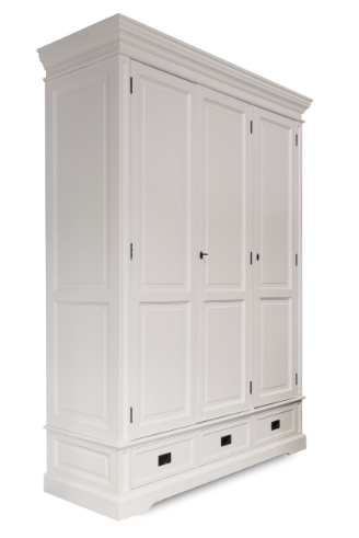 Cambridge Wardrobe 3D 164.5x60x220cm Pine/MDF Shining White