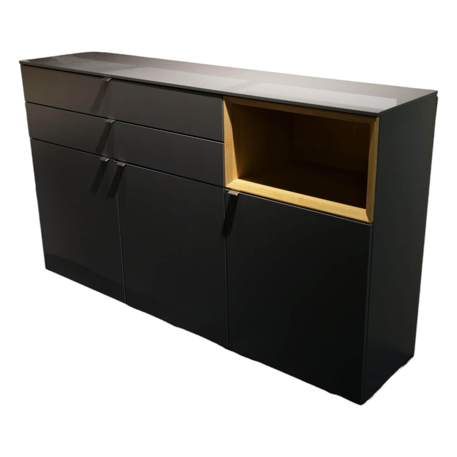 Sideboard Andiamo Home H315 Lack Schiefergrau 2309 Matt Fächer Eiche Hell Geölt