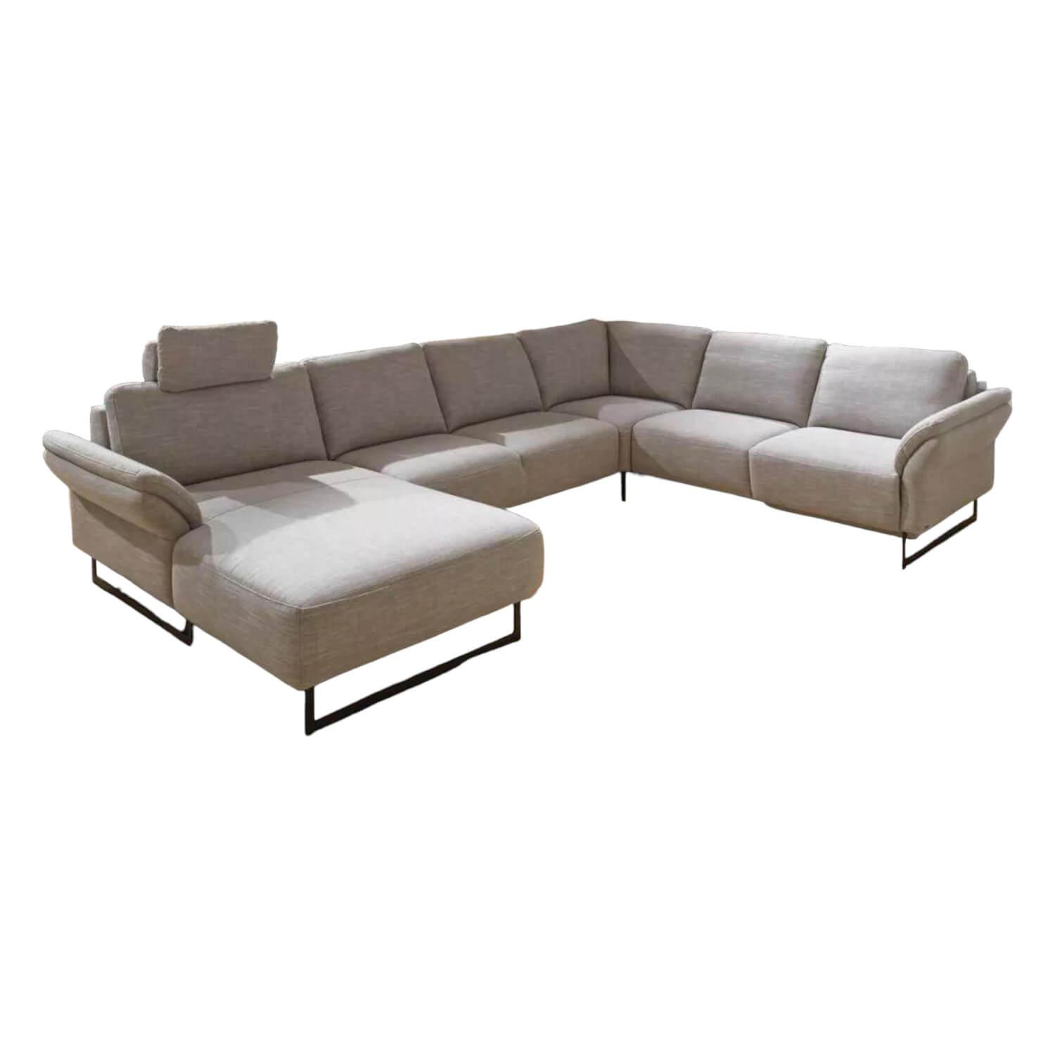 Ecksofa Wohnlandschaft Barcley Stoff City IV 84 Clay Grau Metallfüße Schwarz Mit…