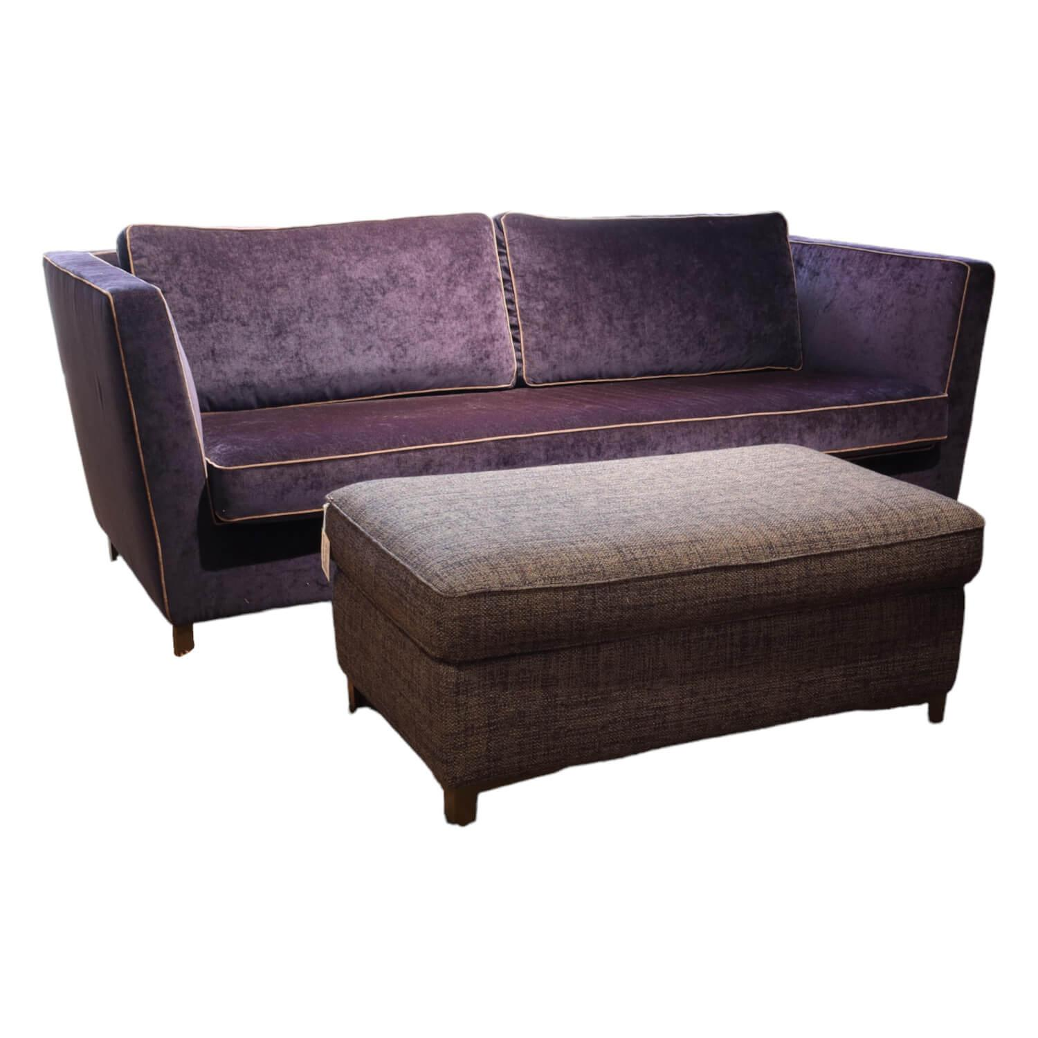 Sofa Hailey Stoff Eloy 052 Navy Blue Violett Gestell Metall 15 Rauchbraun Hocker…