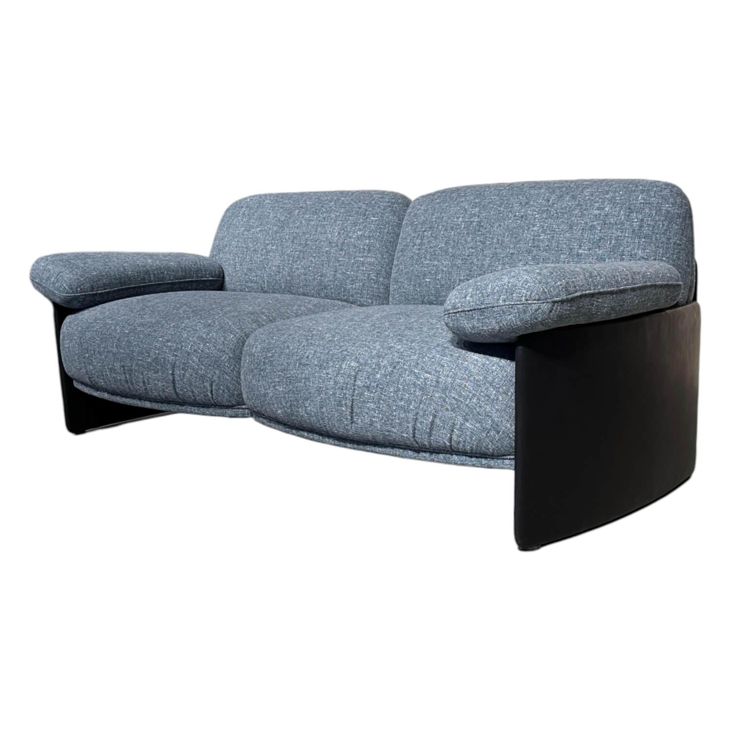 Sofa Marlow Stoff Innen Gent Petrol Außen Leder Guande black