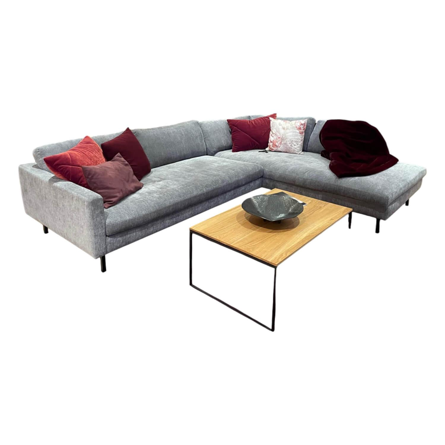 Ecksofa Buster Stoff C Granite 03 Grau Füße Metall Schwarz Lackiert