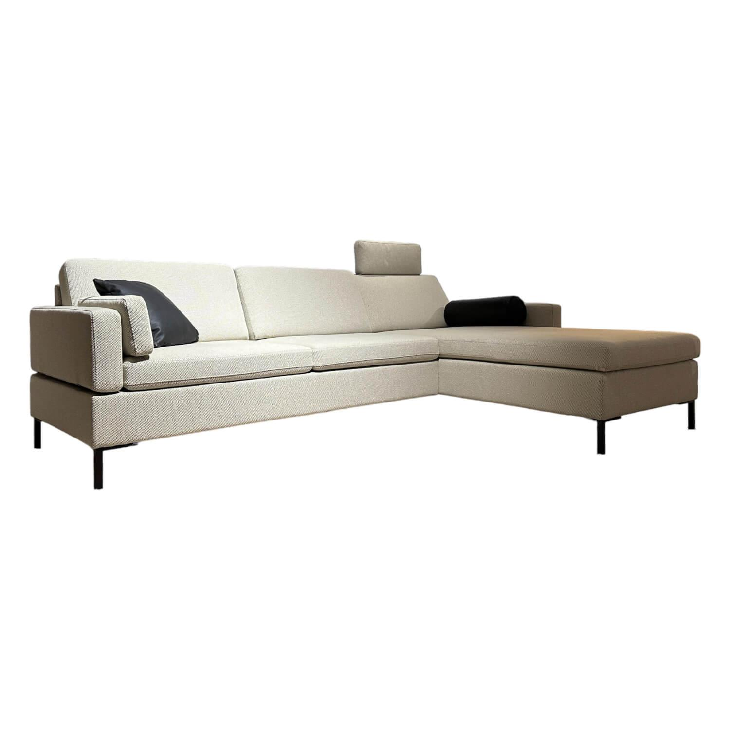 Ecksofa Alba All in One 55/70 Stoff 4057 Beige Winkelfuß Schwarz