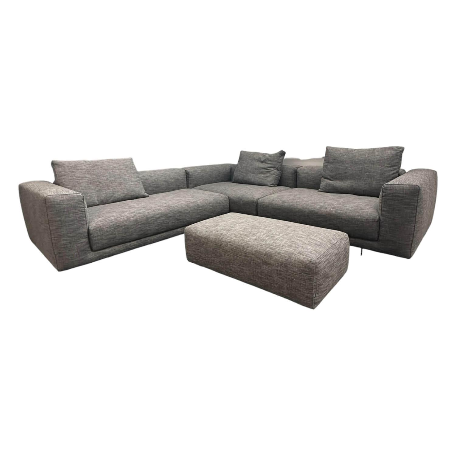 Ecksofa Moss Stoff 9206 Braun Grau Paspel 38 Braun Füße Verchromt Kunststoffglei…