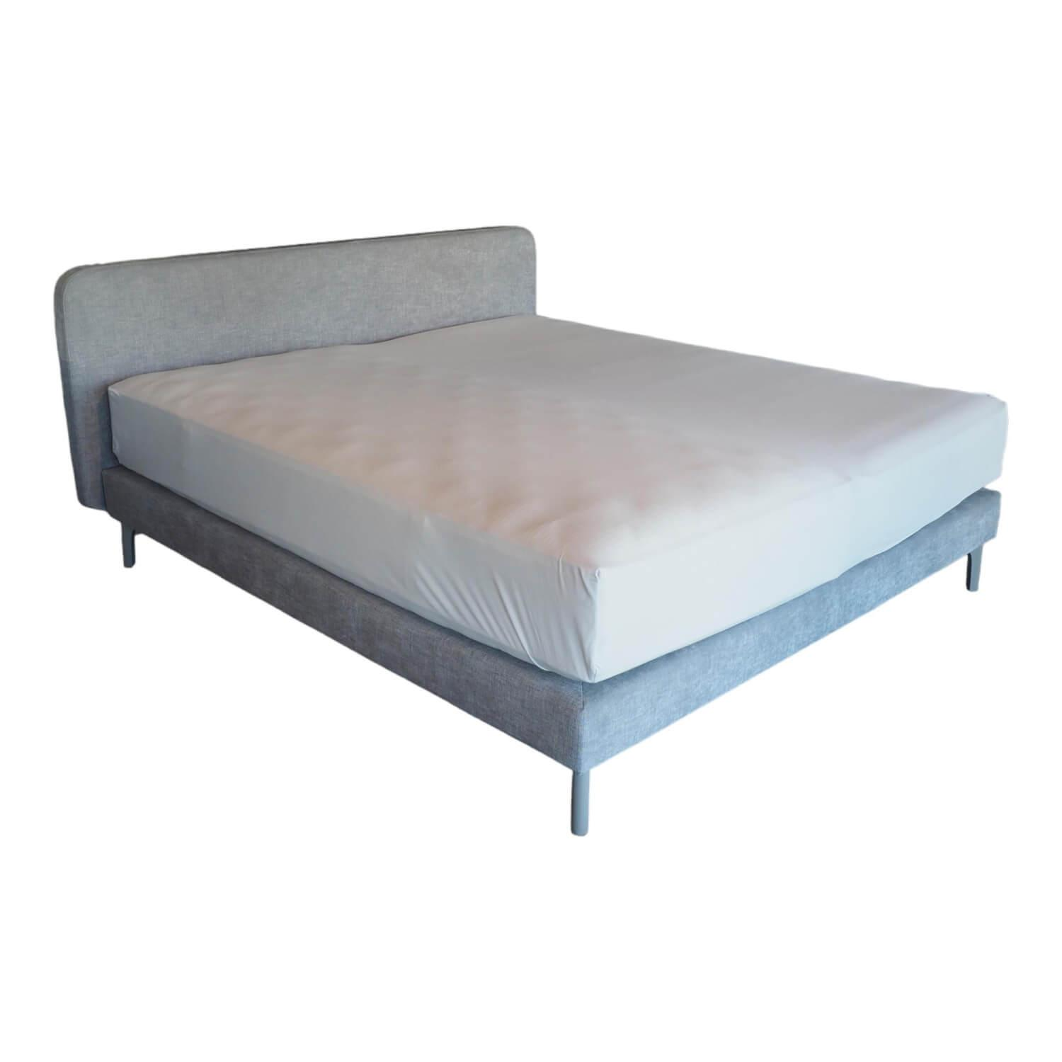 Boxspringbett Slow 19 Stoff Tin 705 Grau Fuß Holz Grau ohne Matratzen