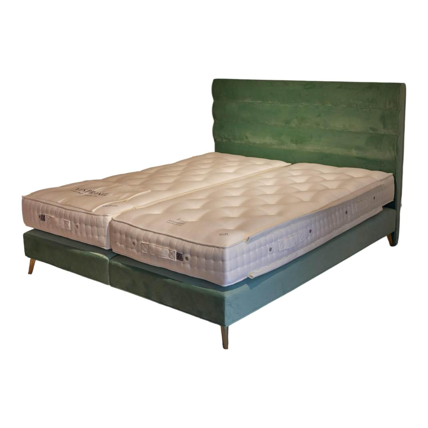 Boxspringbett Lana Stoff Divan 5000 Kopfteil Stoff 2113 Grün mit 2 Matratzen