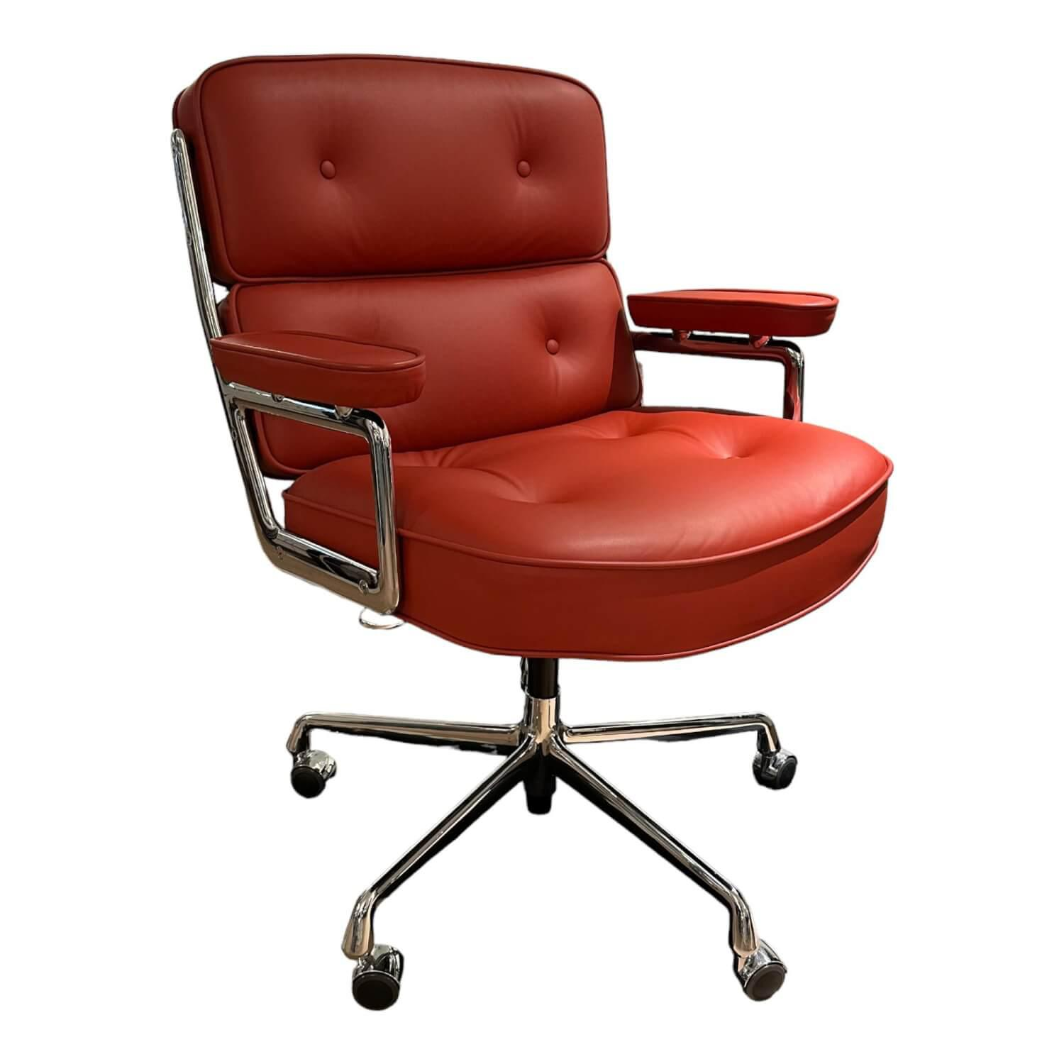 Bürostuhl Lobby Chair ES 104 Leder Red Stone Rot Gestell Aluminum Verchromt Mit …