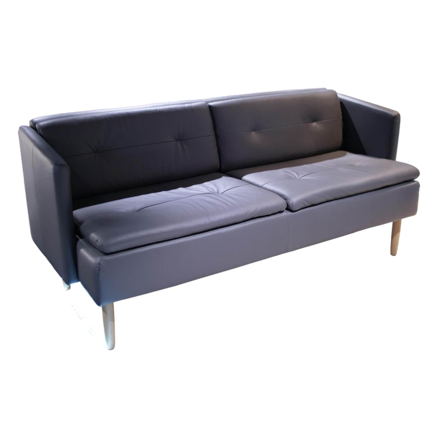 Sofa Lime Bezug Leder Paloma 16 Metal Grey Grau Holzgestell 33 Natural