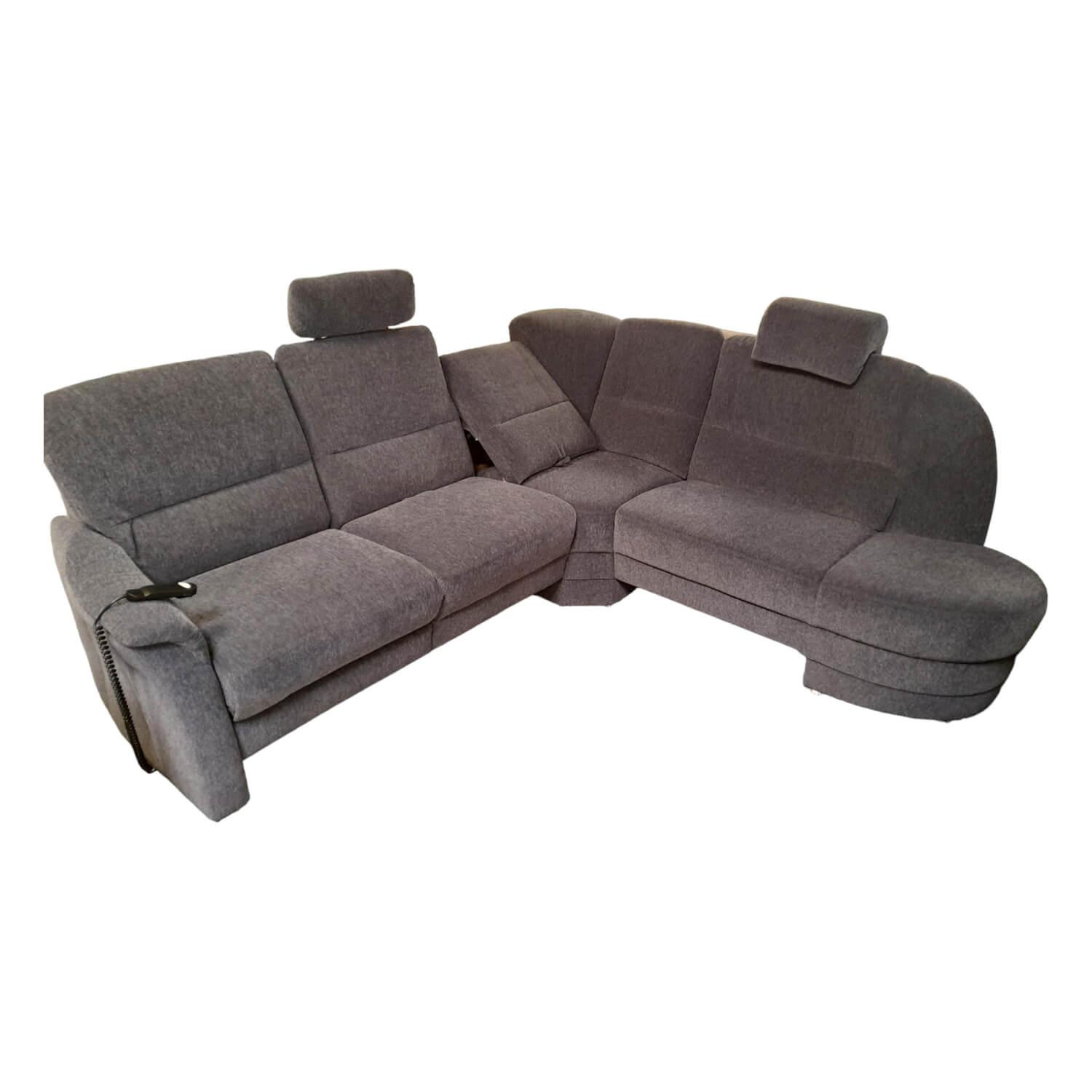 Ecksofa 50003 Stoff Dana Stahl mit Relaxsessel und verschiedenen Funktionen