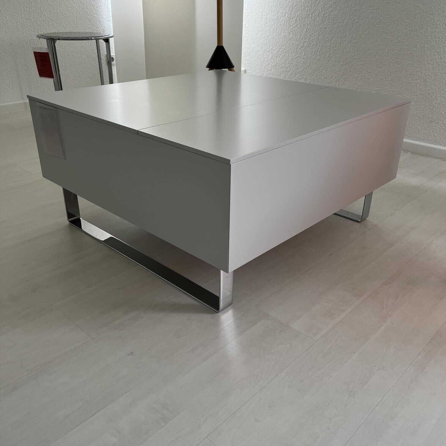 Couchtisch Conseta MDF Lack Platin M14 Metallkufe Verchromt Mit Klappe