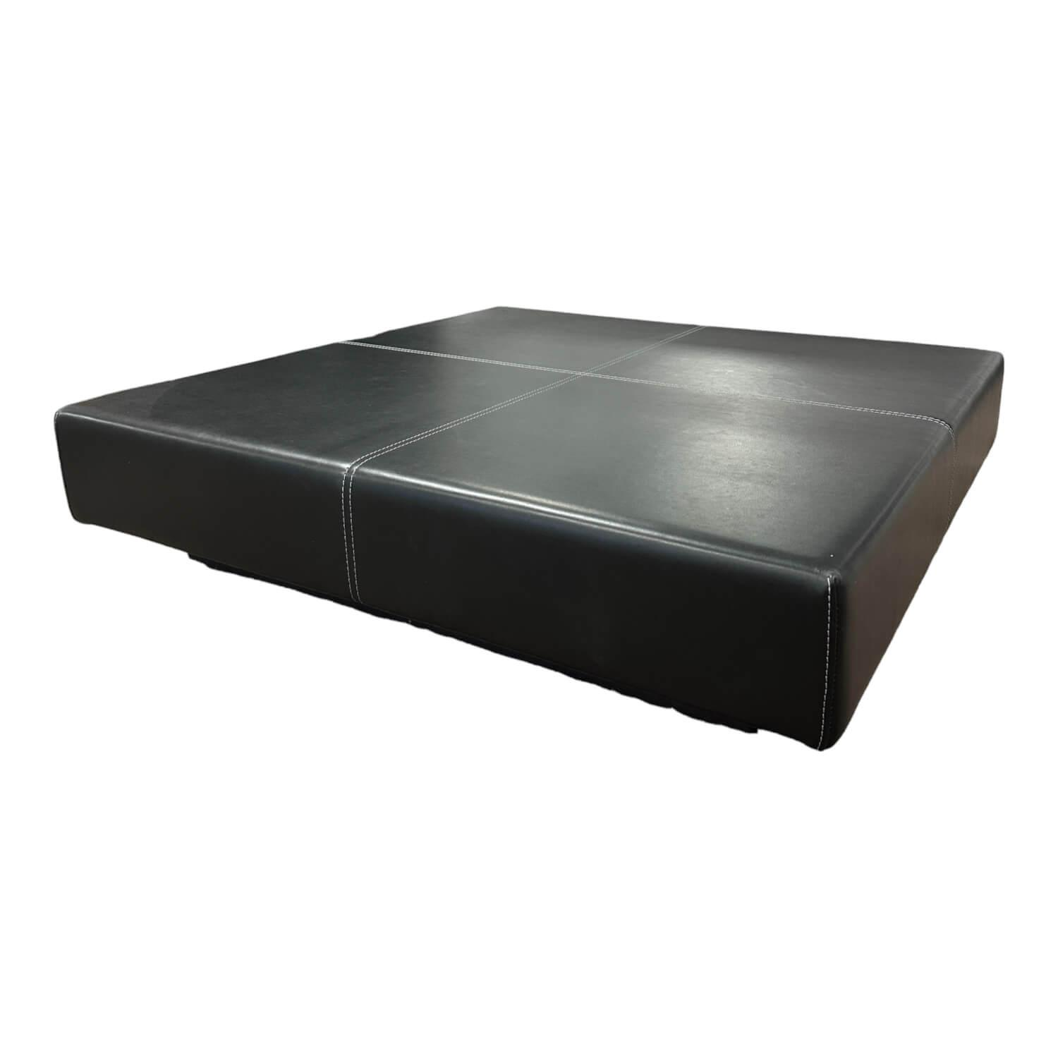 Couchtisch Boss Leder Nera Anilina 56014 Farbe Schwarz Fuß Holzsockel