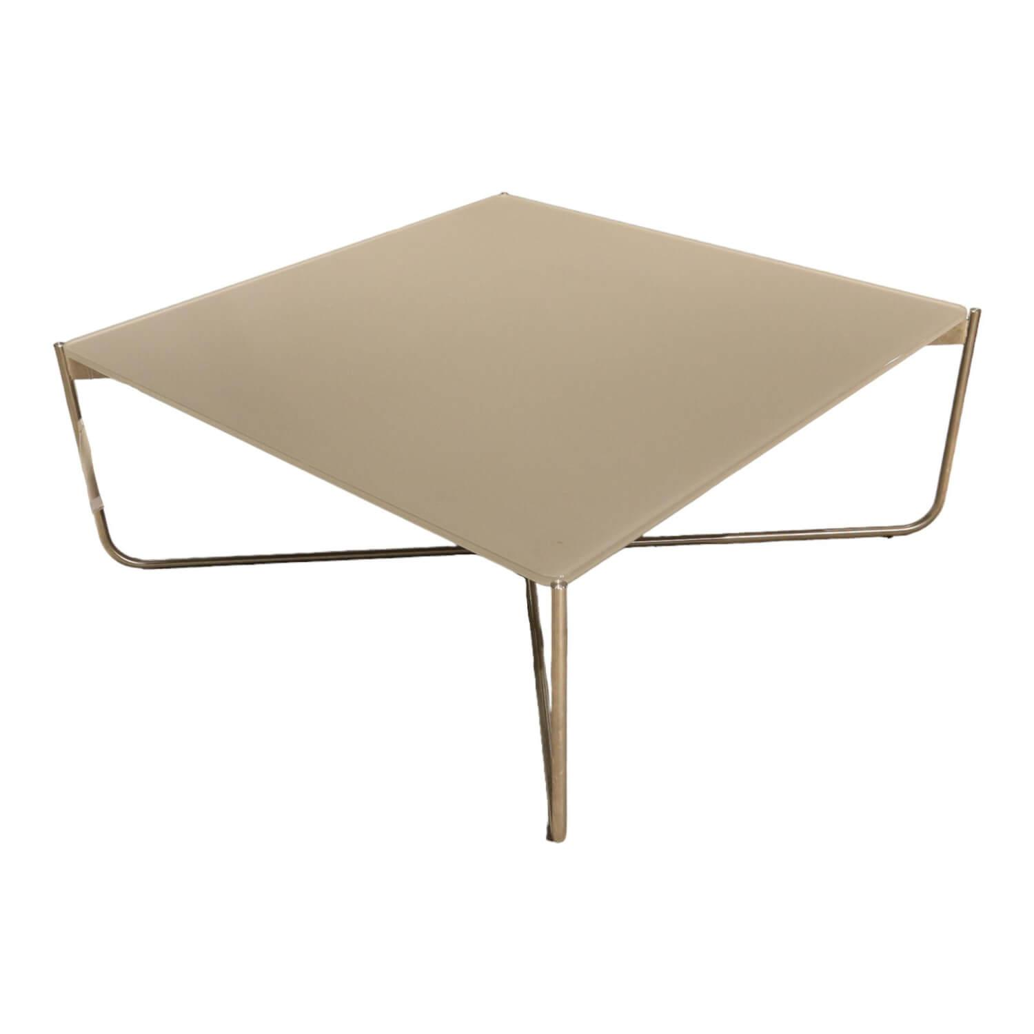 Couchtisch Larena Optiwhite Taupe Gestell Edelstahloptik