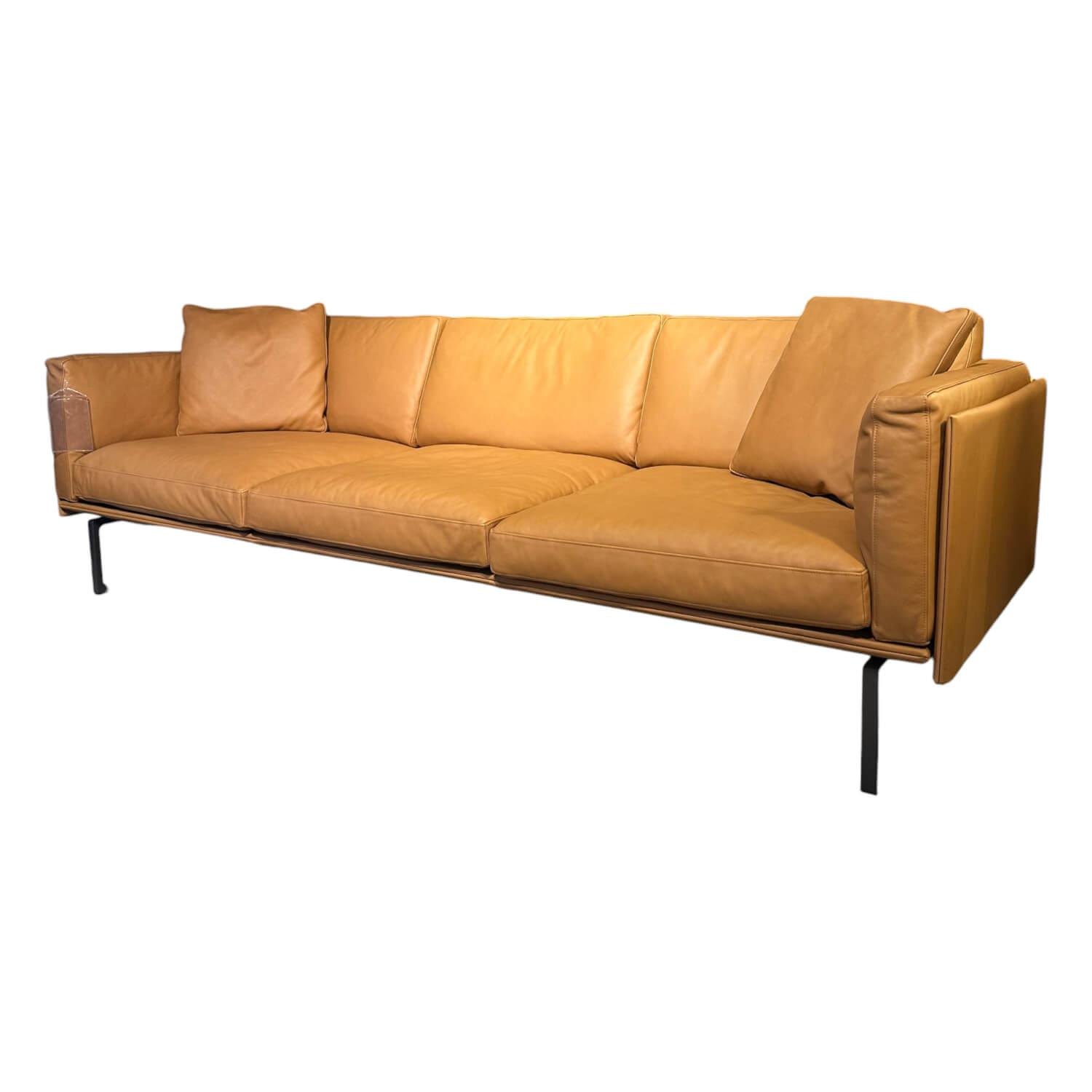 Sofa 8 Leder ZZ Naturale Braun 13Z360 Gestell Anthrazit Inklusive Wurfkissen