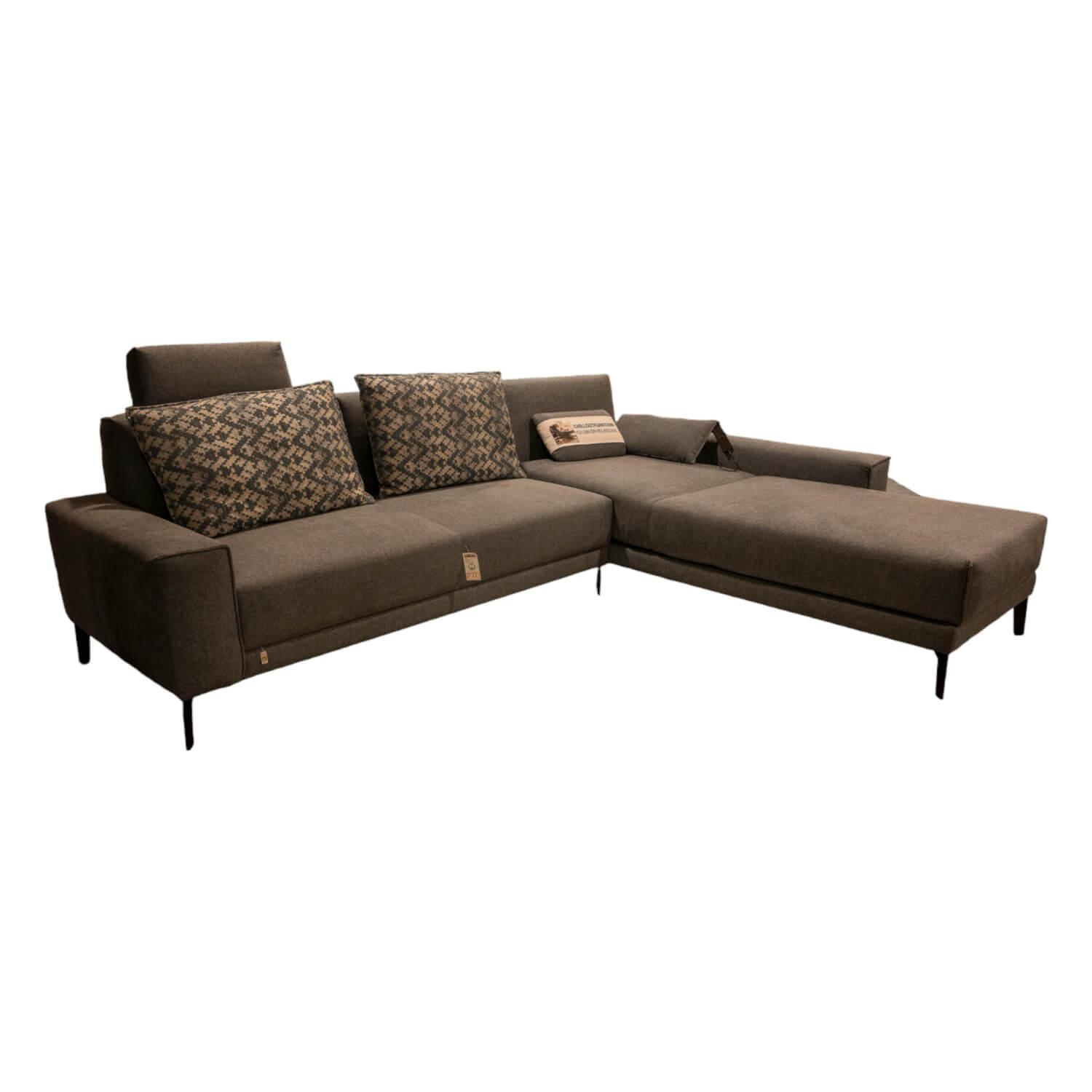 Ecksofa S675 Bijou Bezug Stoff 0602 02 Graublau Füße Standard Schwarz Struktur I…