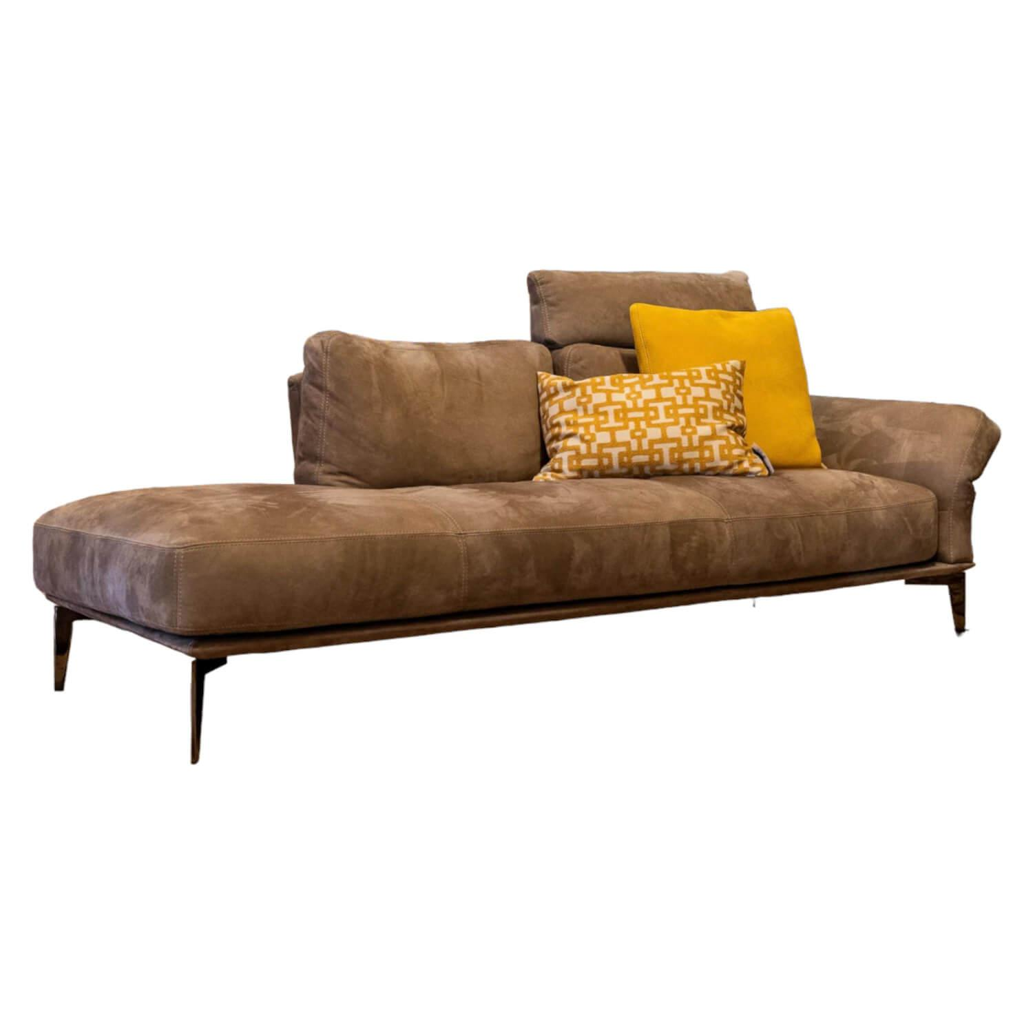 Sofa Daybed Aida Leder Natural Velour 97 Cat. 5 Braun mit Kopfstütze