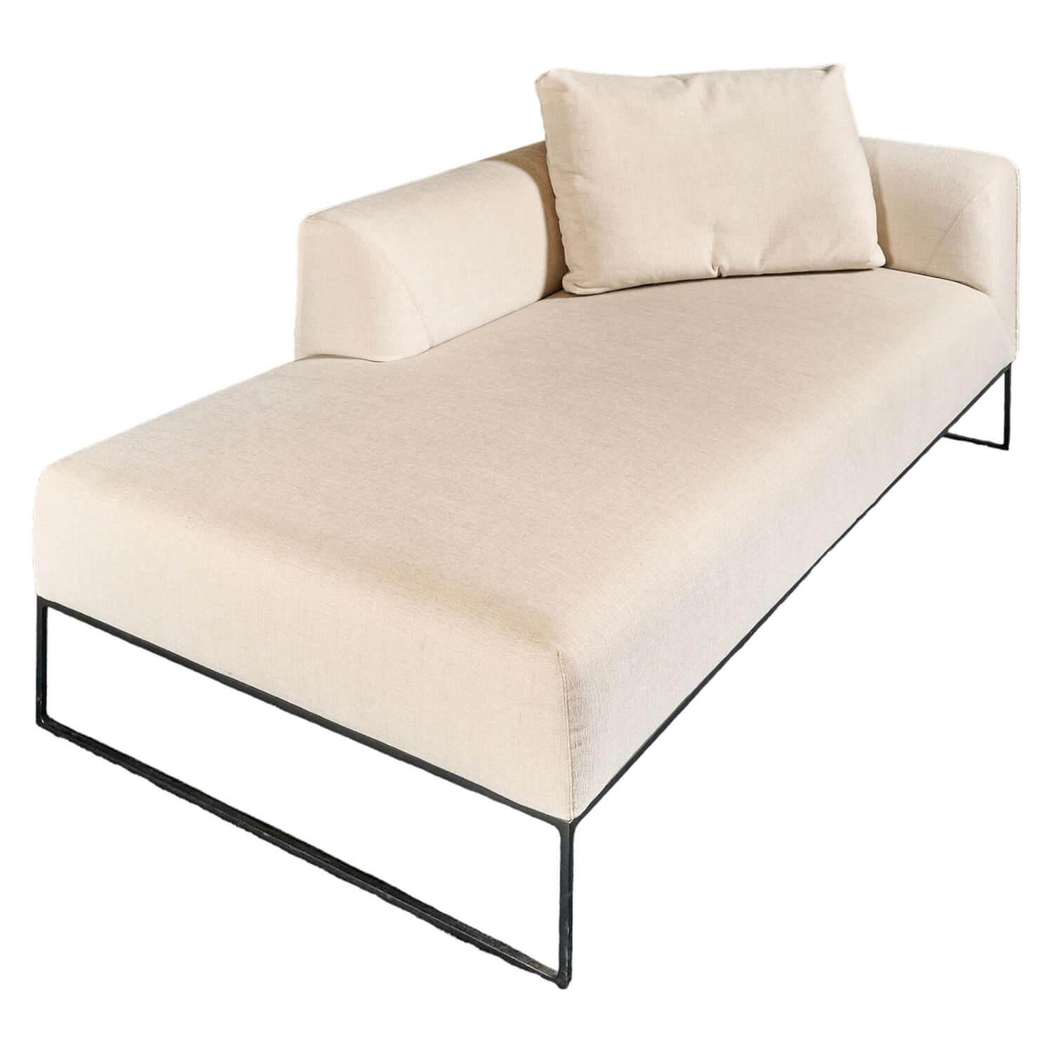 Liege Mell Lounge Stoff Natur 8157 Crème-Beige Metallgestell Schwarz