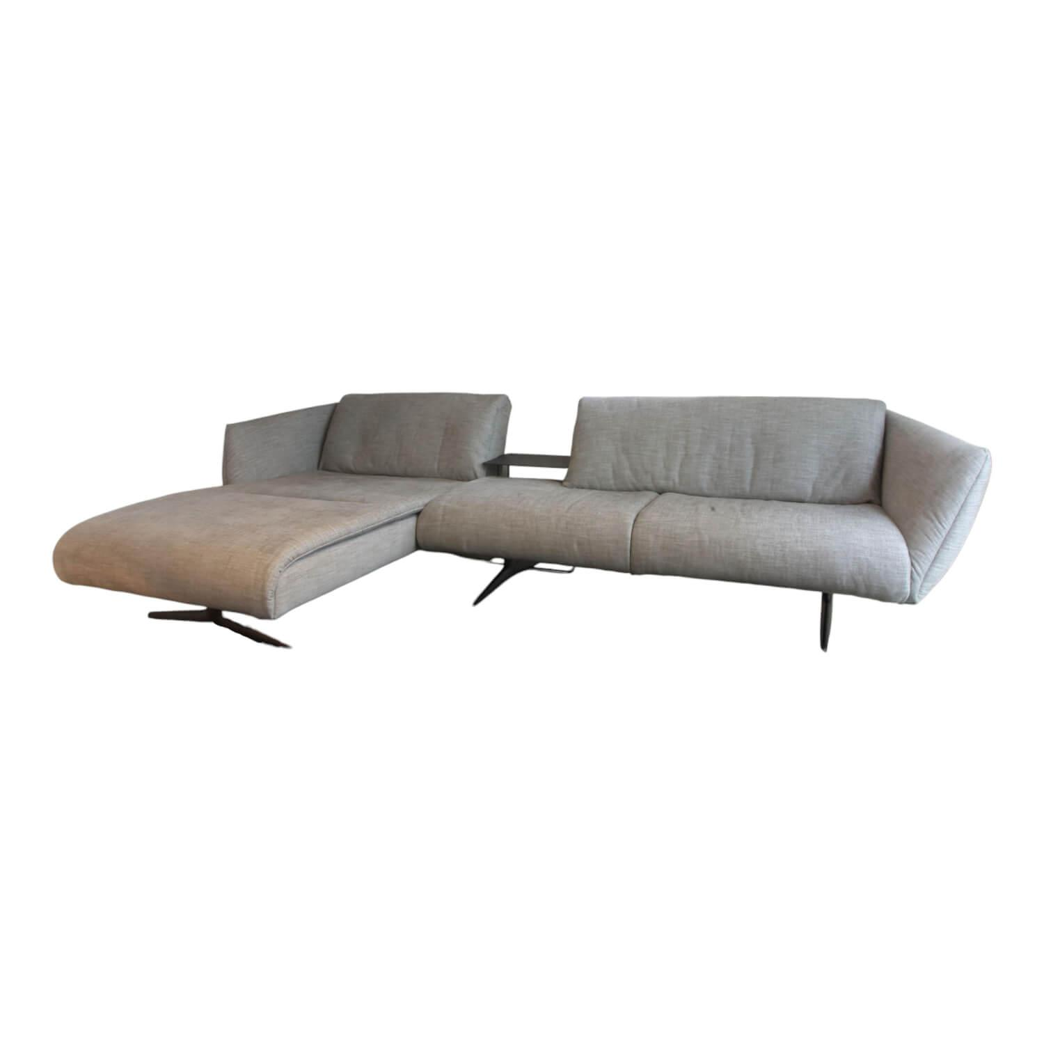 Ecksofa Bundle Bezug Stoff Sonora 7867 Bark Grau Füße Matt Bronze Mit Filzgleite…