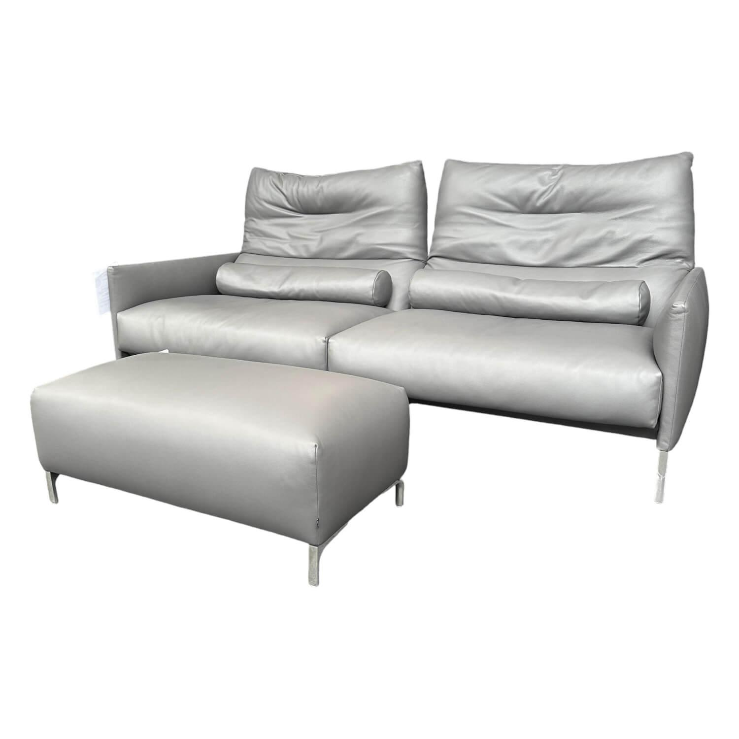 Sofa Avalanche Leder 248 Asche Grau Füße Aluminium Poliert Ablage Eiche Massiv D…