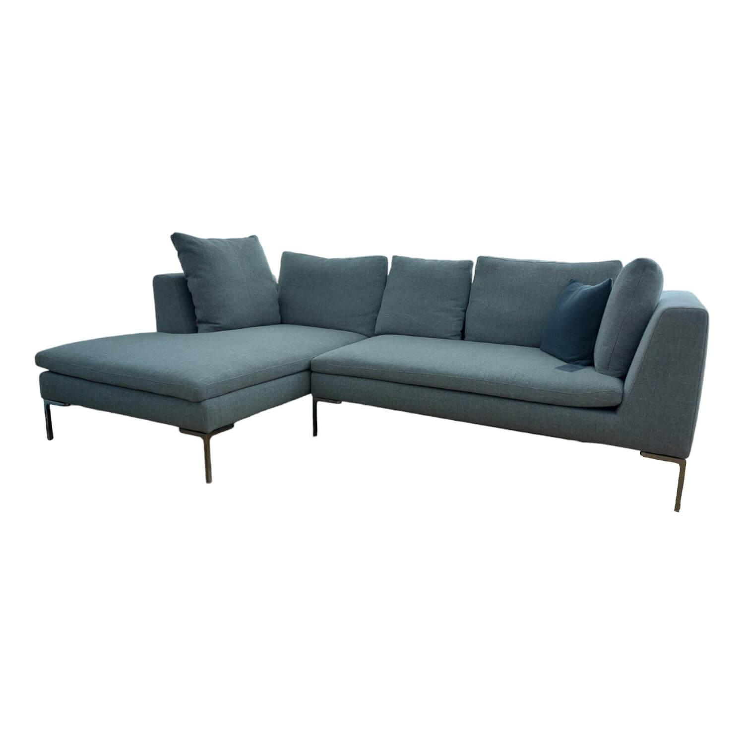 Ecksofa Charles Large Bezug Stoff Samara Grau 2474251 Gestell Aluminium Glanzpol…