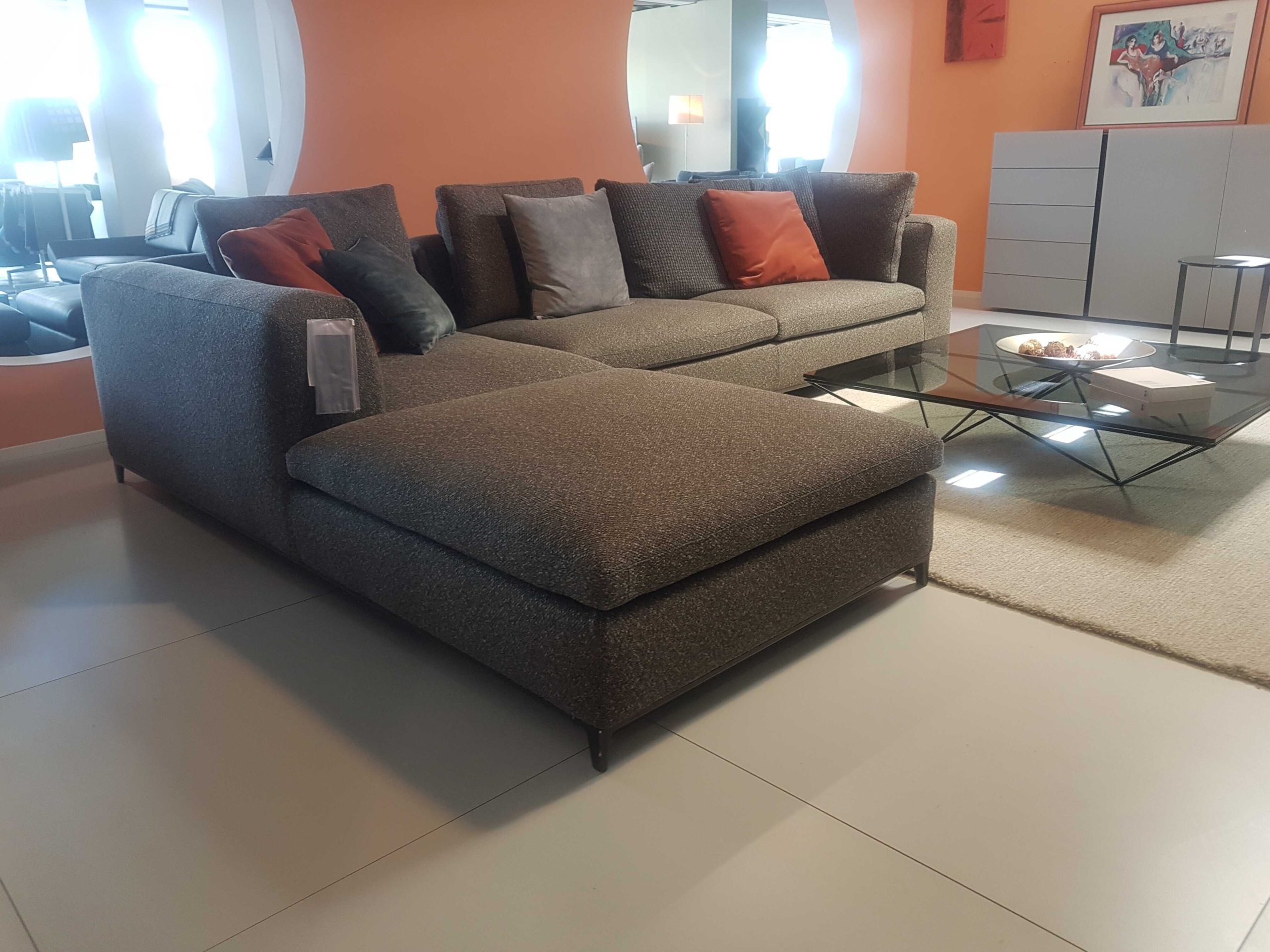 Ecksofa Michel Club Stoff Laveno Schiefer Grau