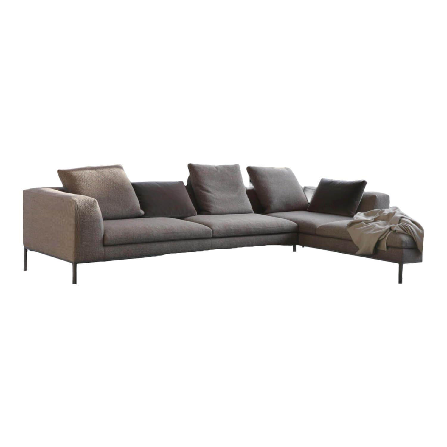 Sofa Michel Stoff Lea Eisenfarbe 2473155 Gestell Nickel Bronze