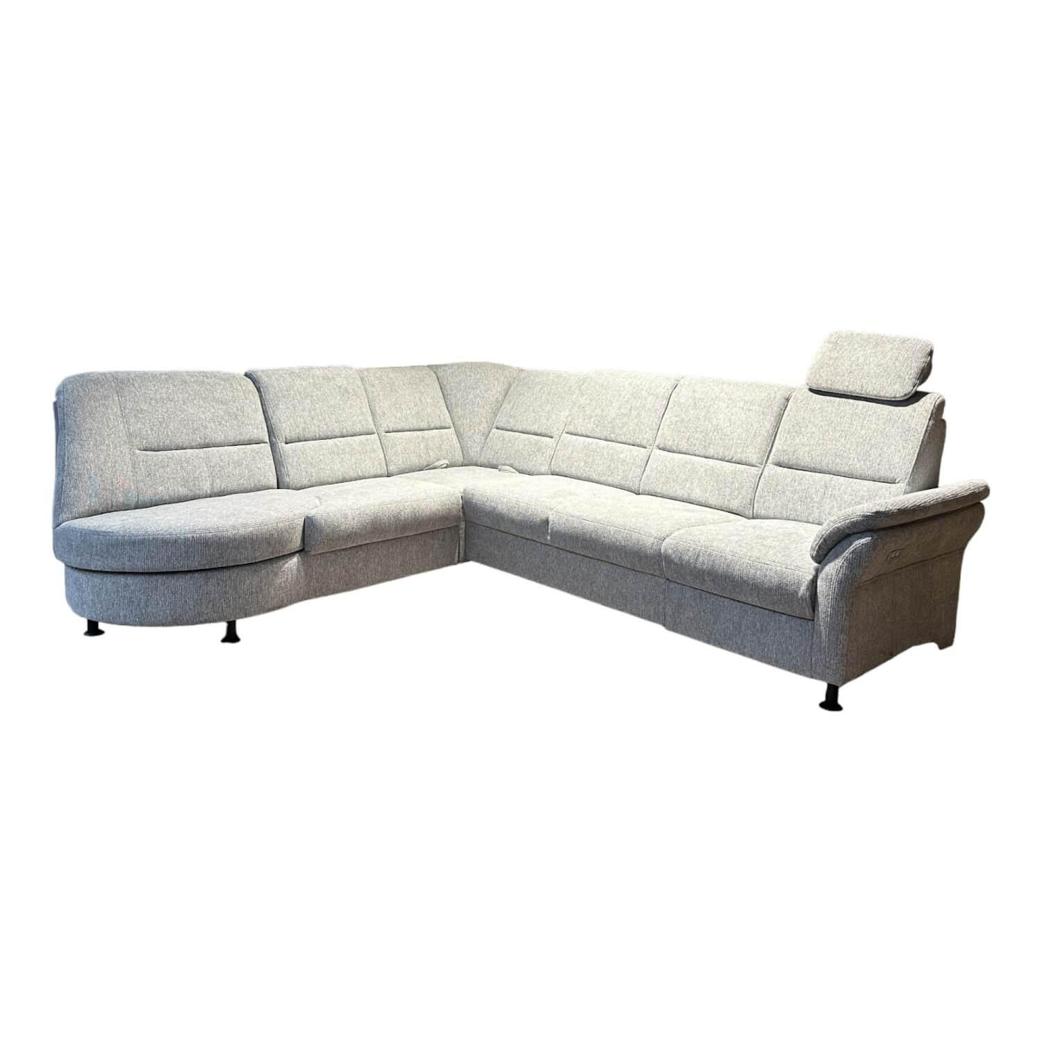 Ecksofa Fianello Bezug Stoff 9752 Corot Silber Grau Metallfuß Schwarz Mit Motori…