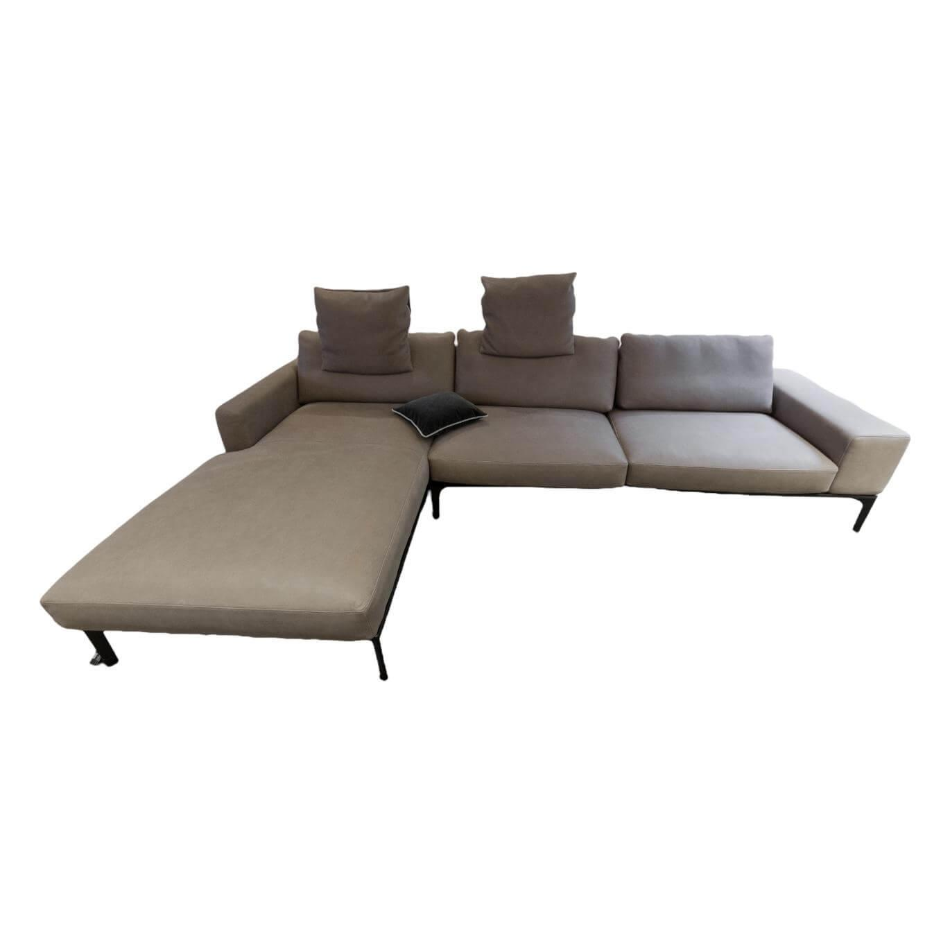 Sofa Spirit Leder BW 0500-503 Java Basalt Metallfuße Matt Bronze