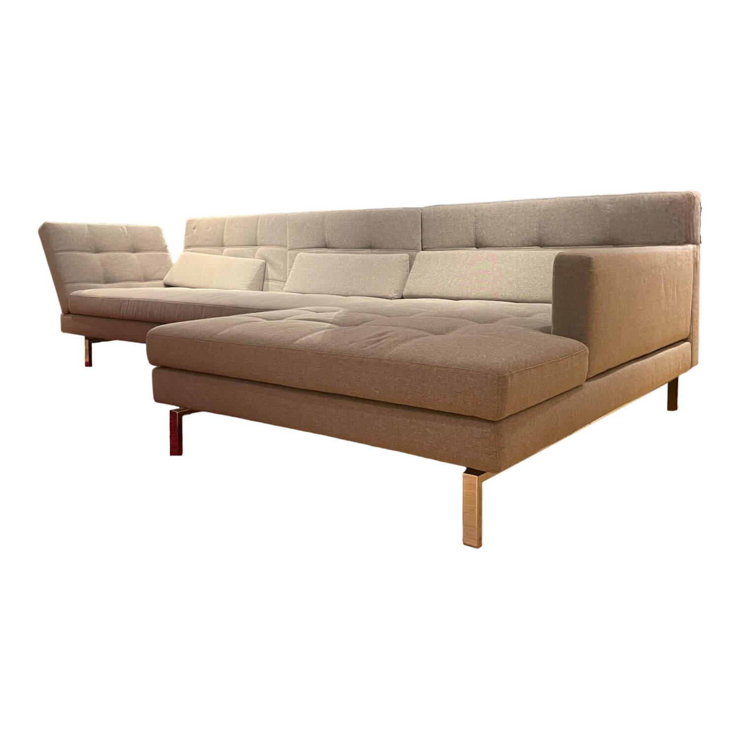 Ecksofa Amber Stoff 2481 Farbe 47 Grau Fuß Kufe Eckig Verchromt Glänzend