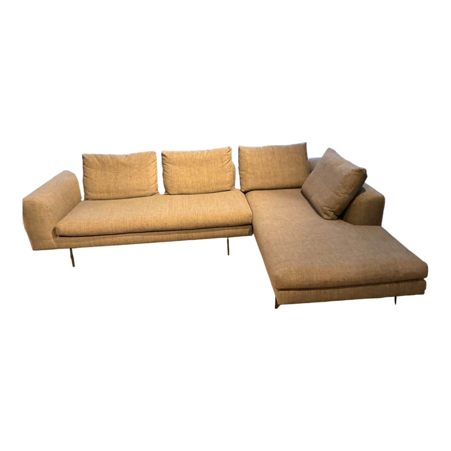 Ecksofa Mell Lounge Edition Stoff 9204 Muskat Braun mit 4 Rückenkissen