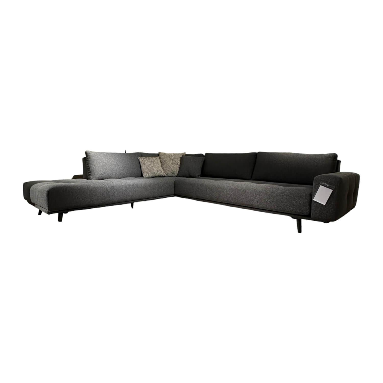 Ecksofa Gianni Bezug Stoff LSB 2104 Combi Grain Grau Füße 494 Birke Anthrazit