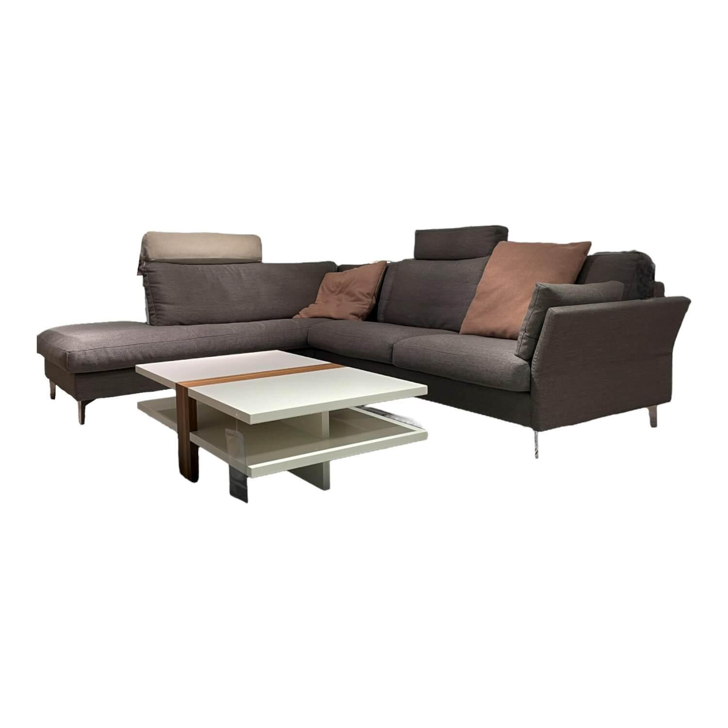 Sofa Classics 990 Stoff 2026.78 Ruig Braun-Beige Fuß Metall Hochglanz