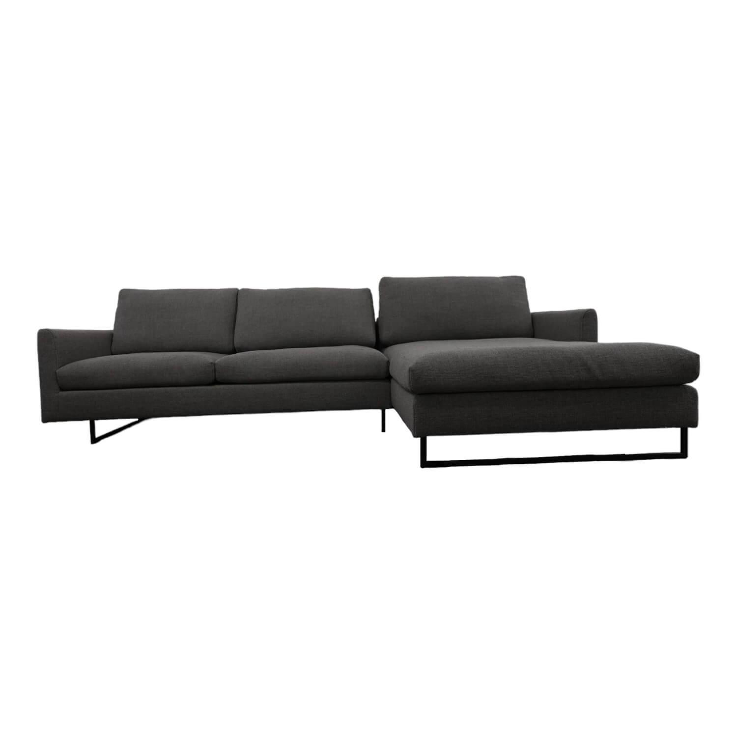 Ecksofa 134 In Stoff 6466 Mittel Grau Fußgestell In Stahl Kufe Quadratrohr Ral 9…