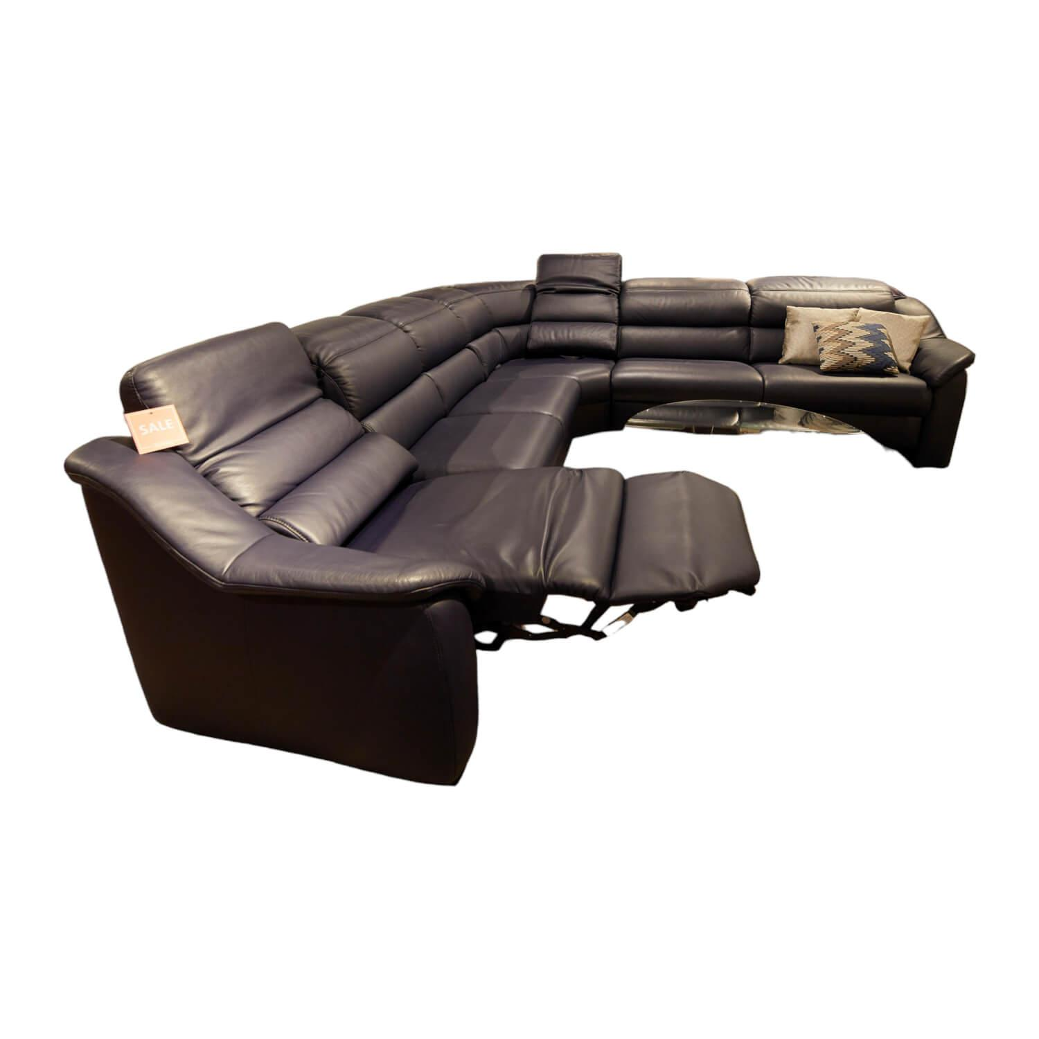 Ecksofa 1505 Leder Longlife 24 Rustica Pazifik mit Relaxfunktion