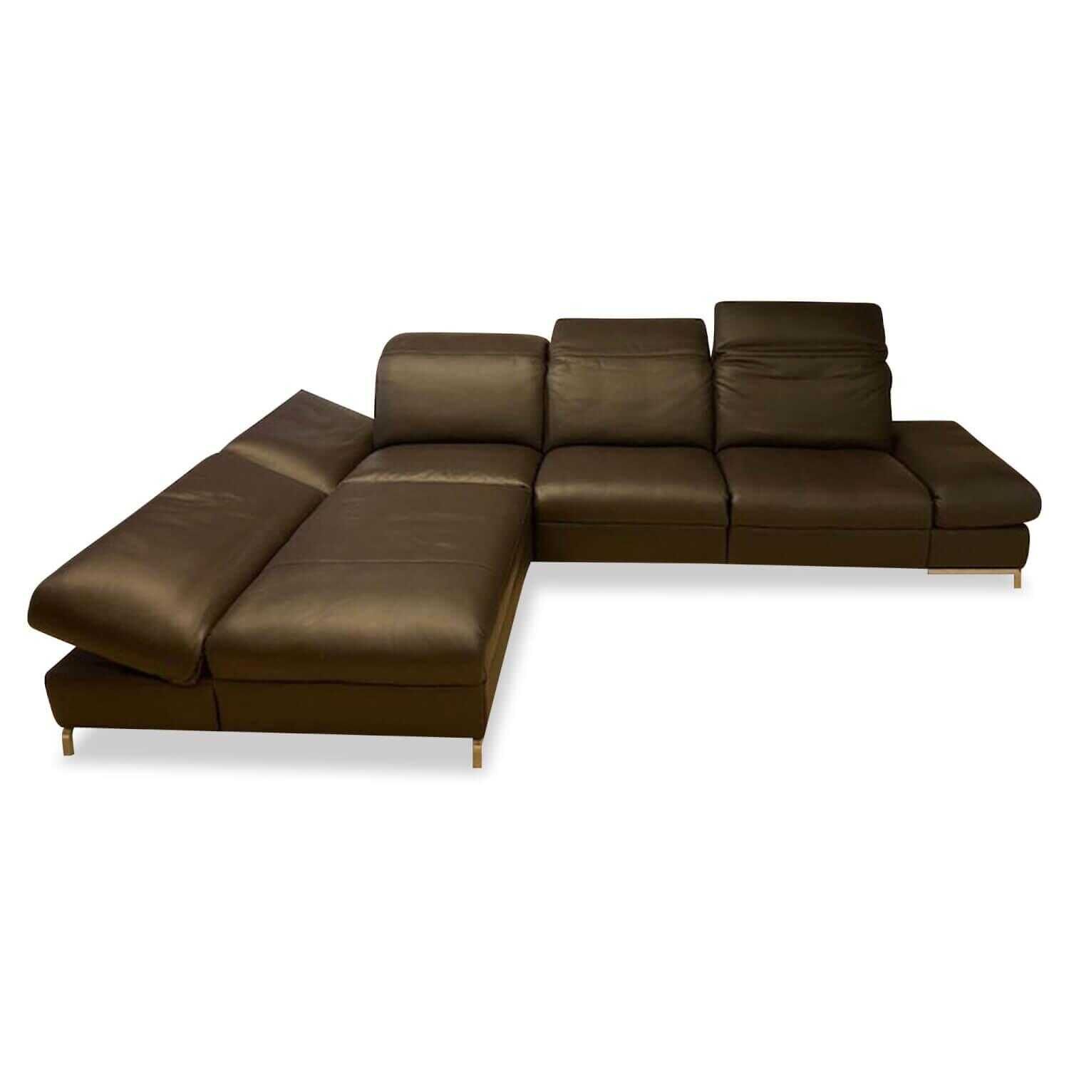 Ecksofa 1510 Leder Longlife Caffee 2 Sitze elektrisch verstellbar