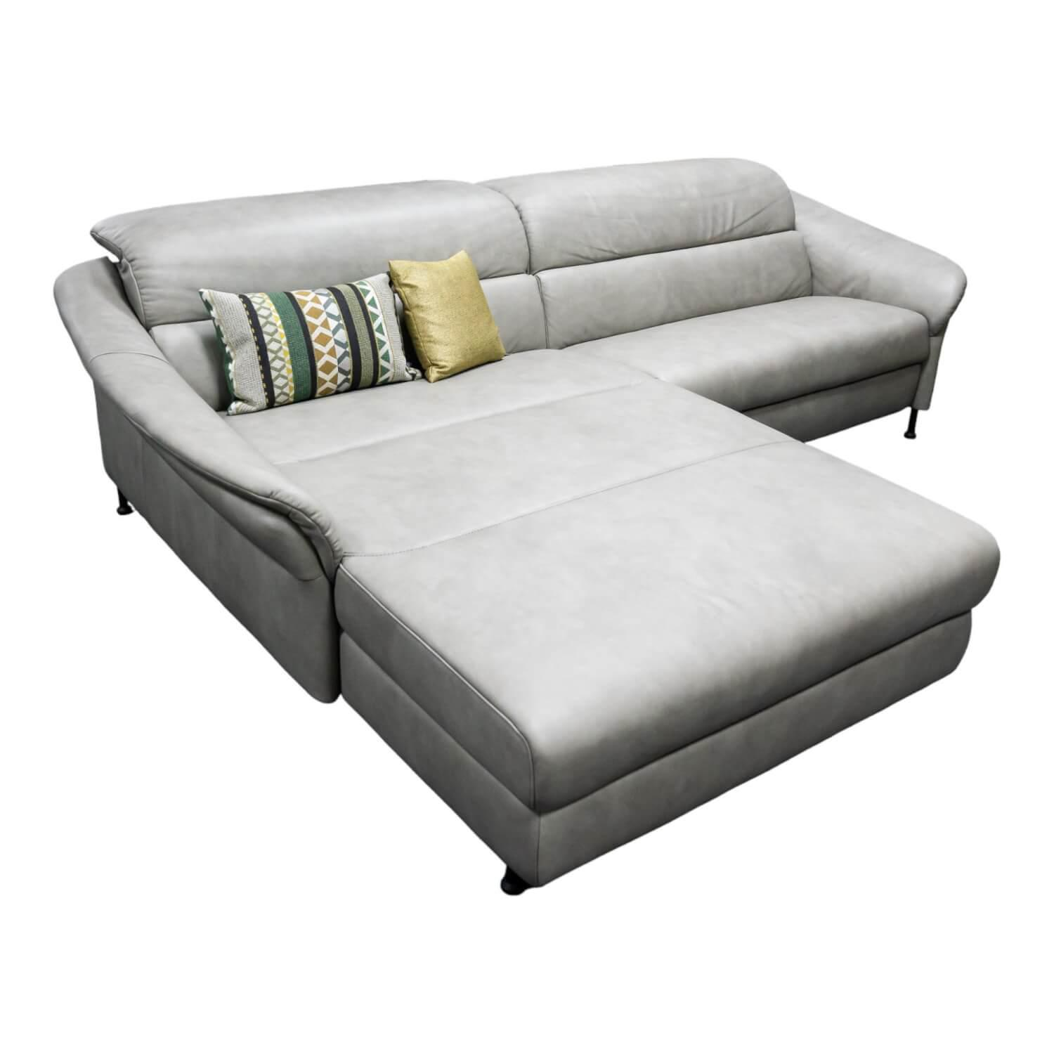 Ecksofa Planopoly Motion 4.0 Leder 27 Eleganza Grau Metallfüße Anthrazit Pulverb…