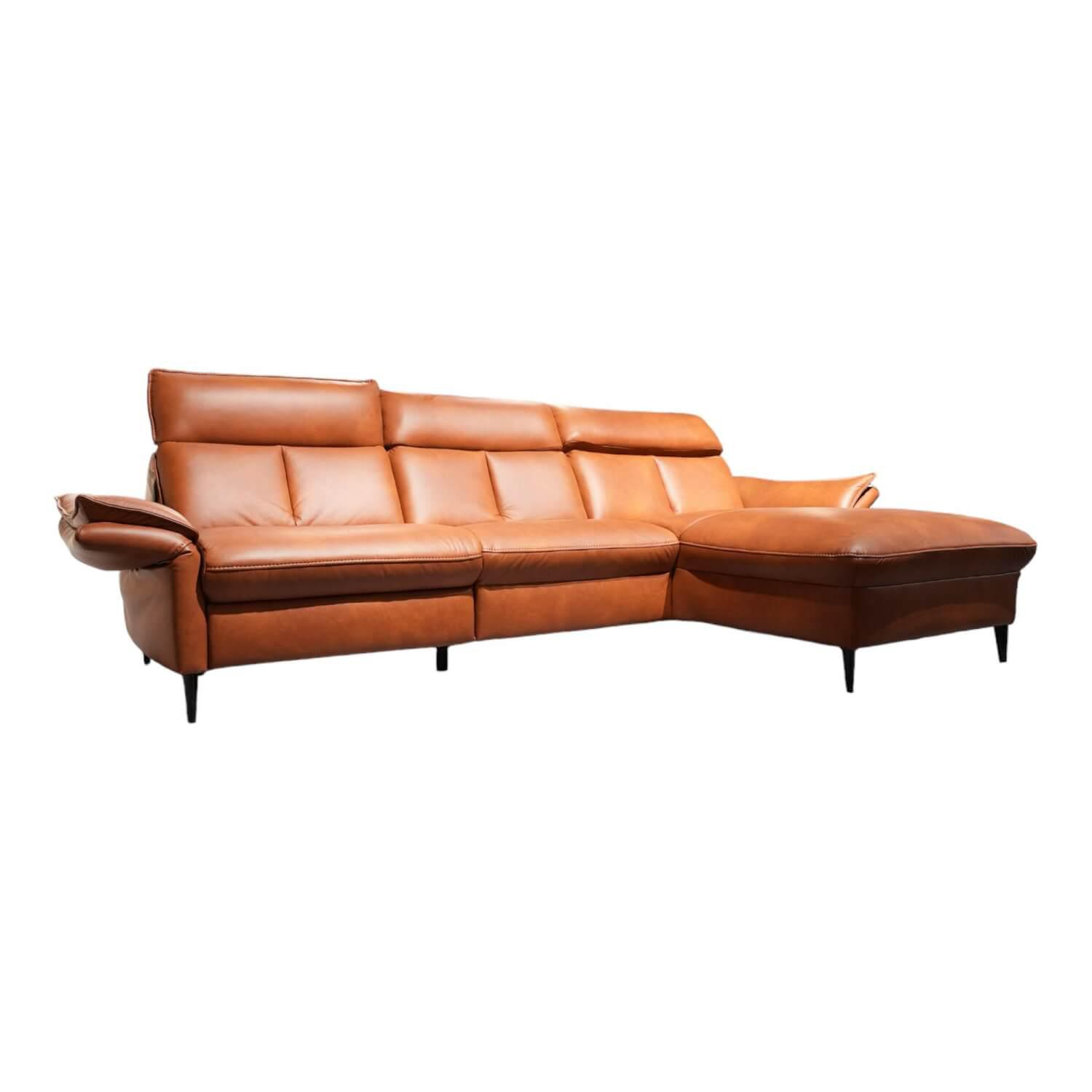 Ecksofa 4058 Leder Cloudy Cognac 59 Gestell Metall Schwarz Lackiert Inklusive Ki…