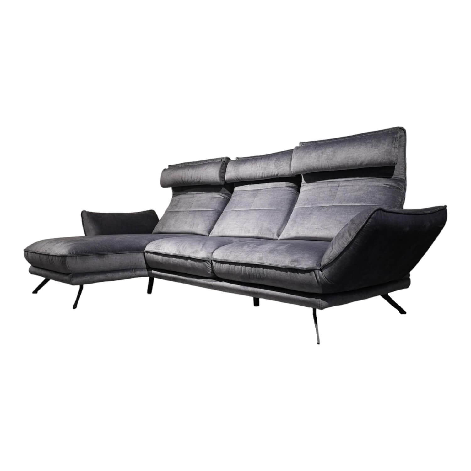 Ecksofa Hu Hp21001 Stoff Samt Dunkelgrau Gestell Metall Pulverbeschichtet Inklus…