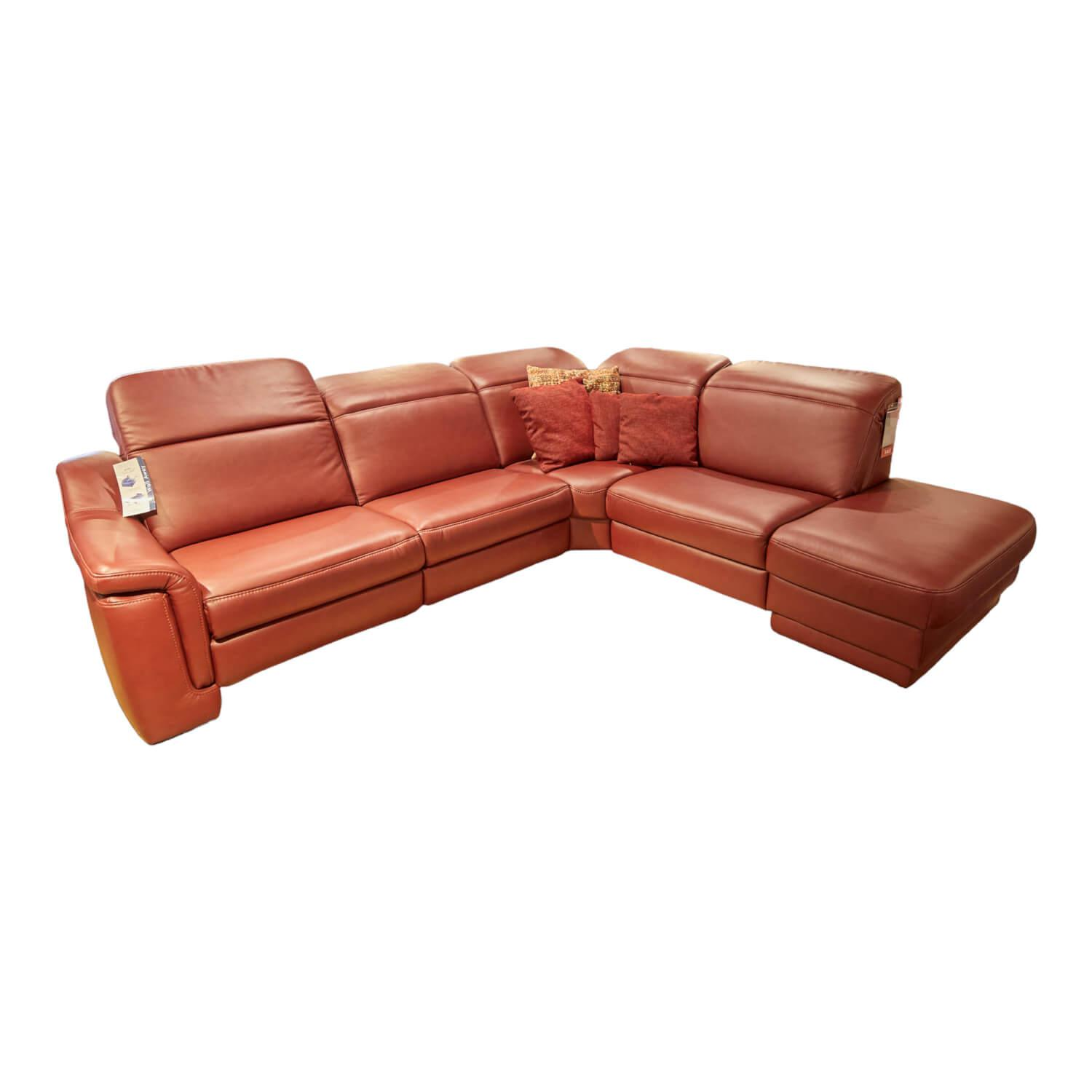 Ecksofa IL 4052 Leder Credo Barolo Rot mit motorischen Funktionen